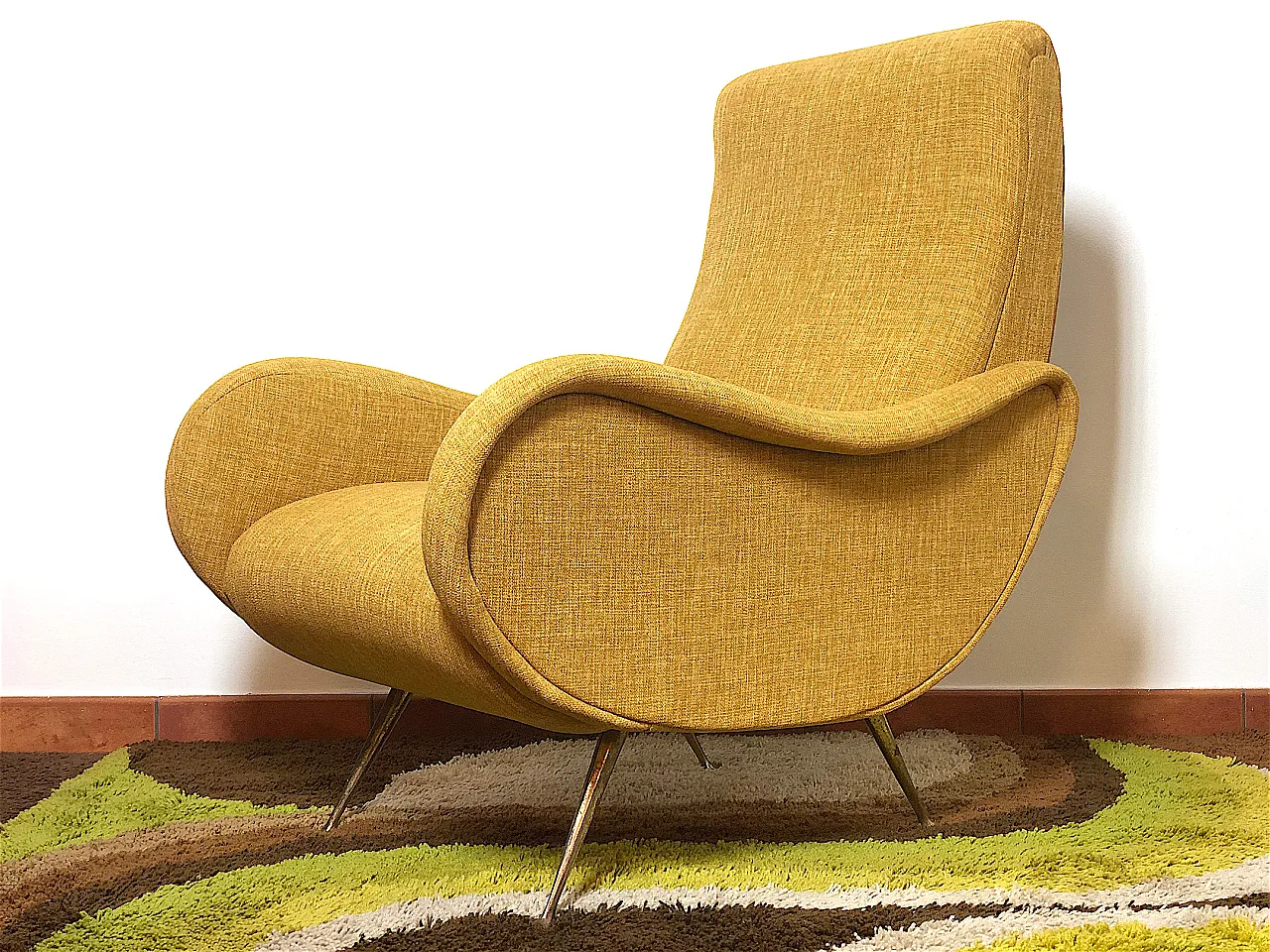 Lady armchair Marco Zanuso style yellow, 50s 5