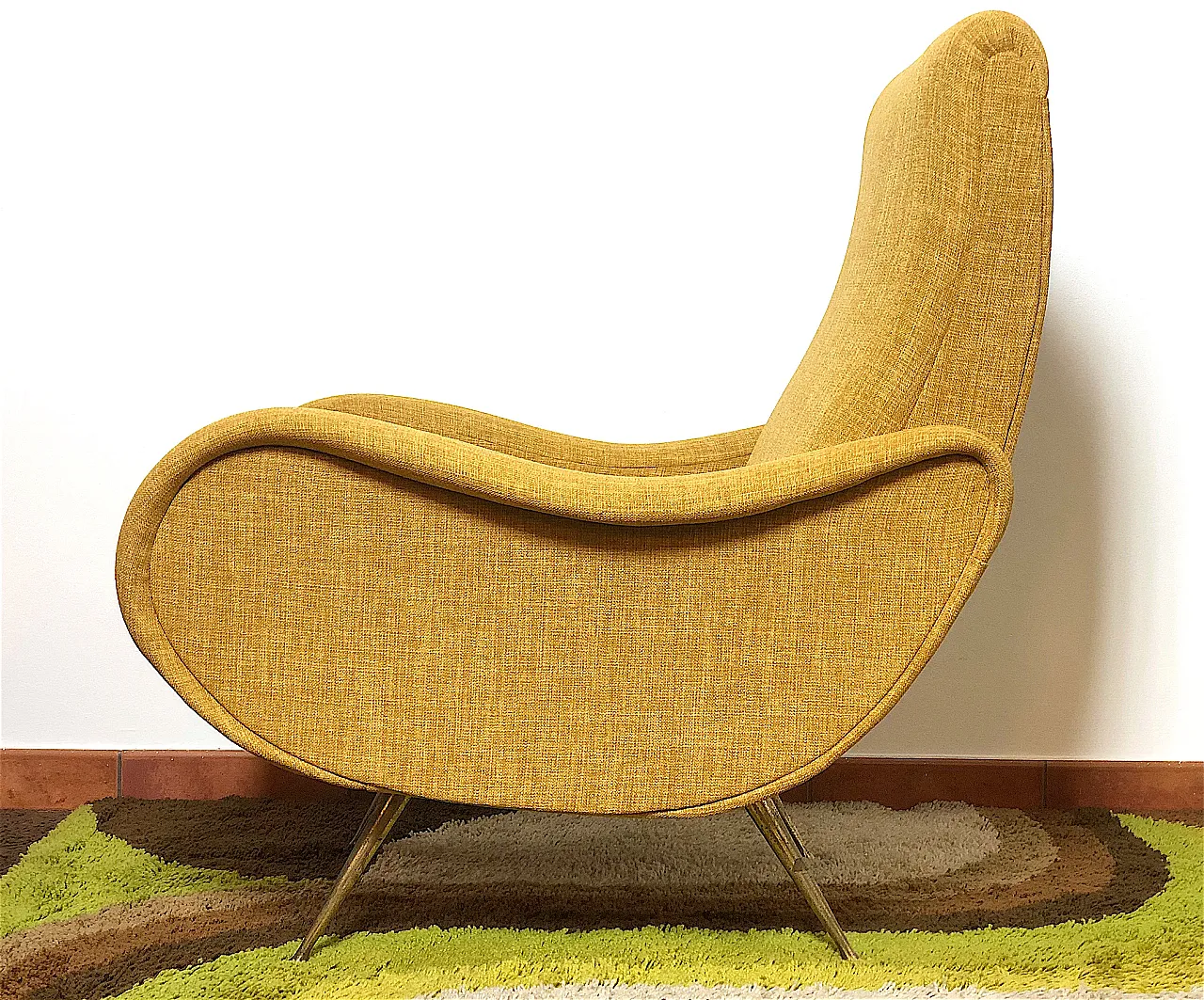 Lady armchair Marco Zanuso style yellow, 50s 6