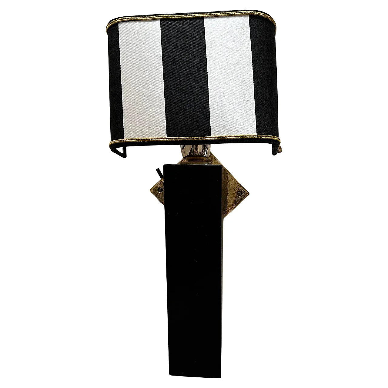 Art Deco style wood and brass wall lamp, 1980s 1