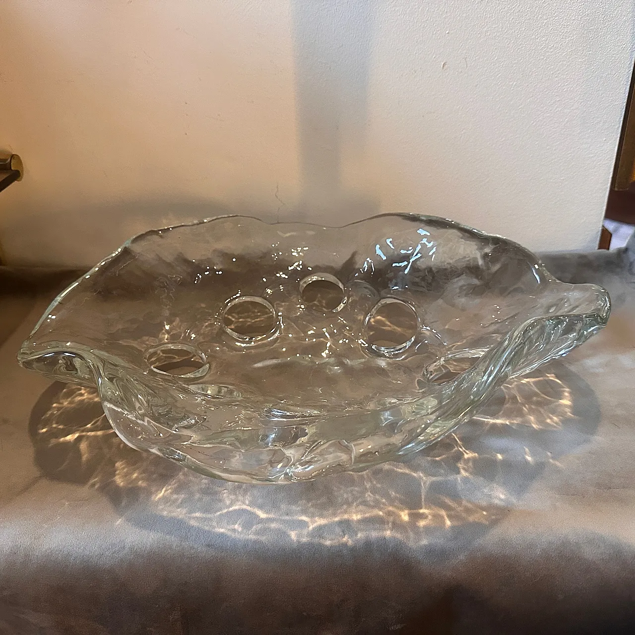 Transparent Murano glass oval centerpiece, 1970s 2