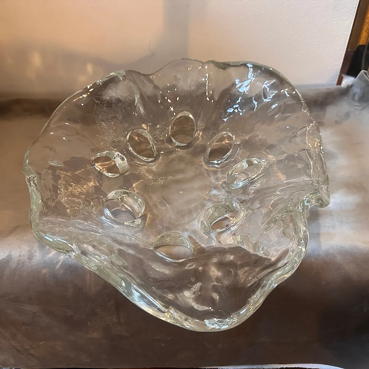 Transparent Murano glass oval centerpiece, 1970s 3