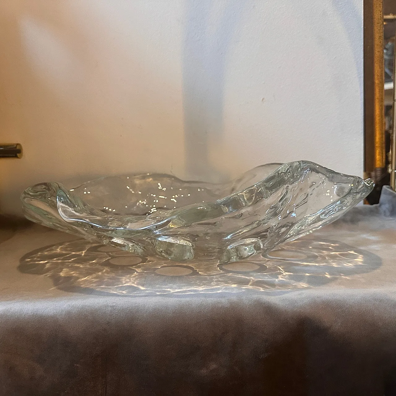 Transparent Murano glass oval centerpiece, 1970s 4