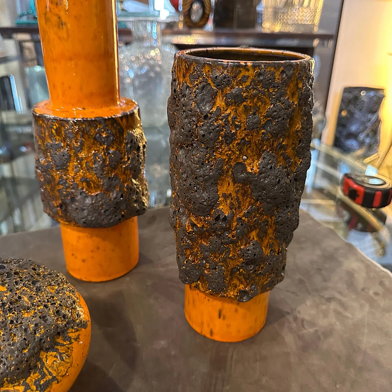 3 Vasi in ceramica Fat Lava, anni '80 6