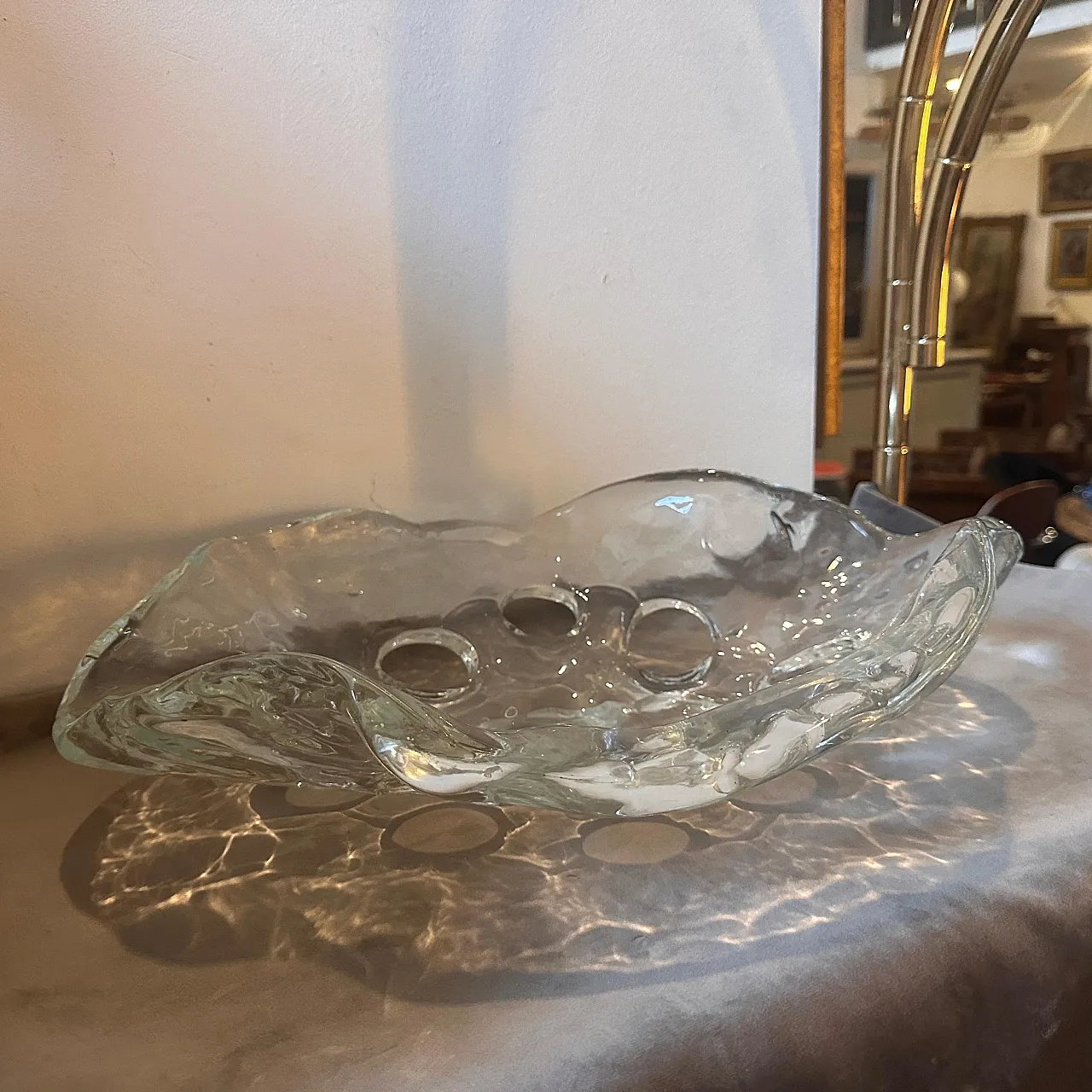 Transparent Murano glass oval centerpiece, 1970s 8