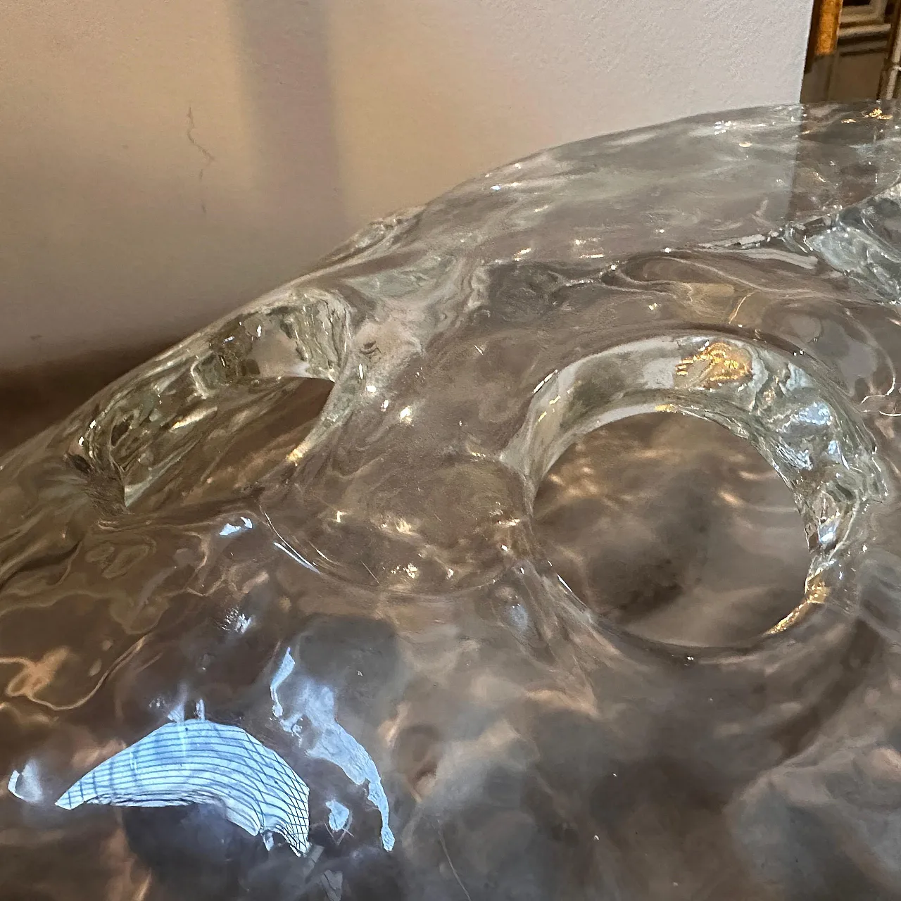 Transparent Murano glass oval centerpiece, 1970s 12