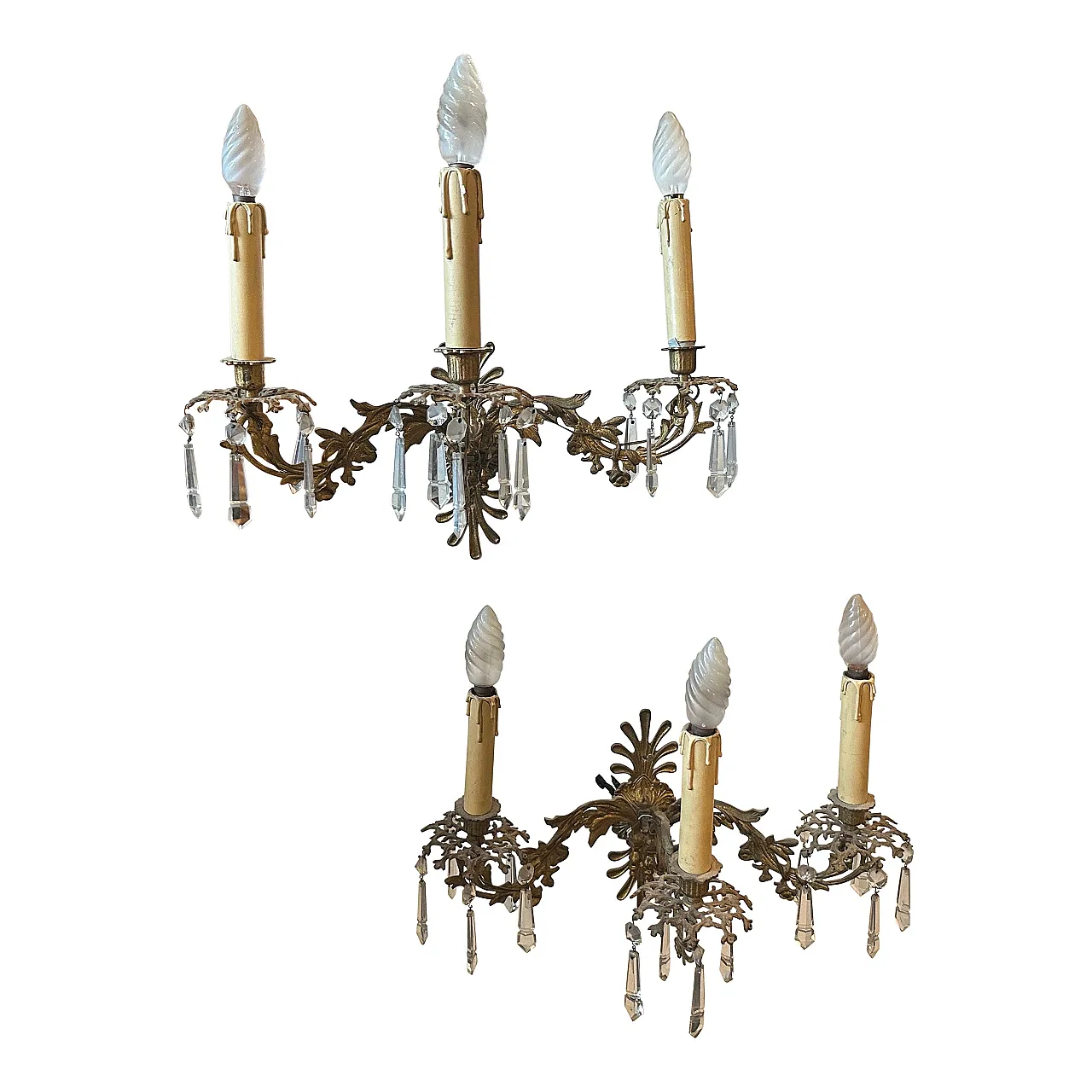 Pair of sconces in iron and Cristal Art Sicilian art, 20th century 1