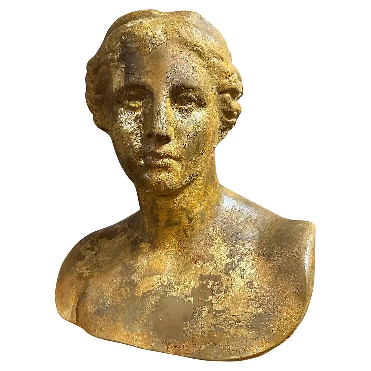 Busto siciliano in gesso dorato di Venere di Milo, anni '50 1