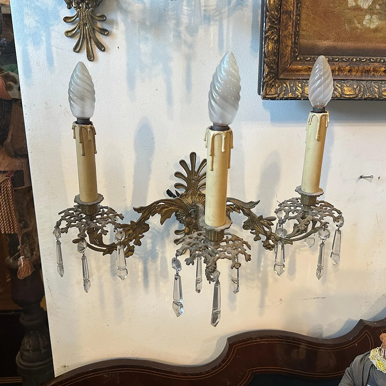 Pair of sconces in iron and Cristal Art Sicilian art, 20th century 3