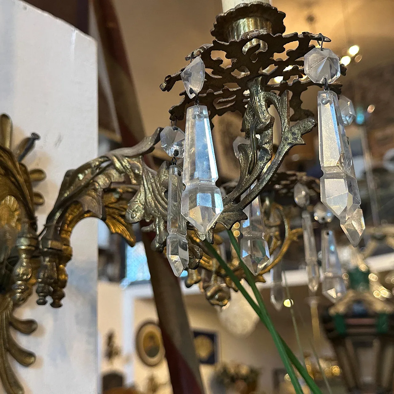 Pair of sconces in iron and Cristal Art Sicilian art, 20th century 12