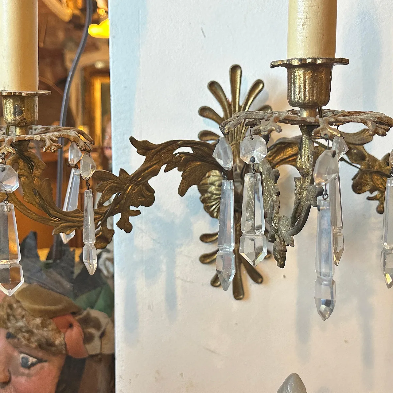 Pair of sconces in iron and Cristal Art Sicilian art, 20th century 15