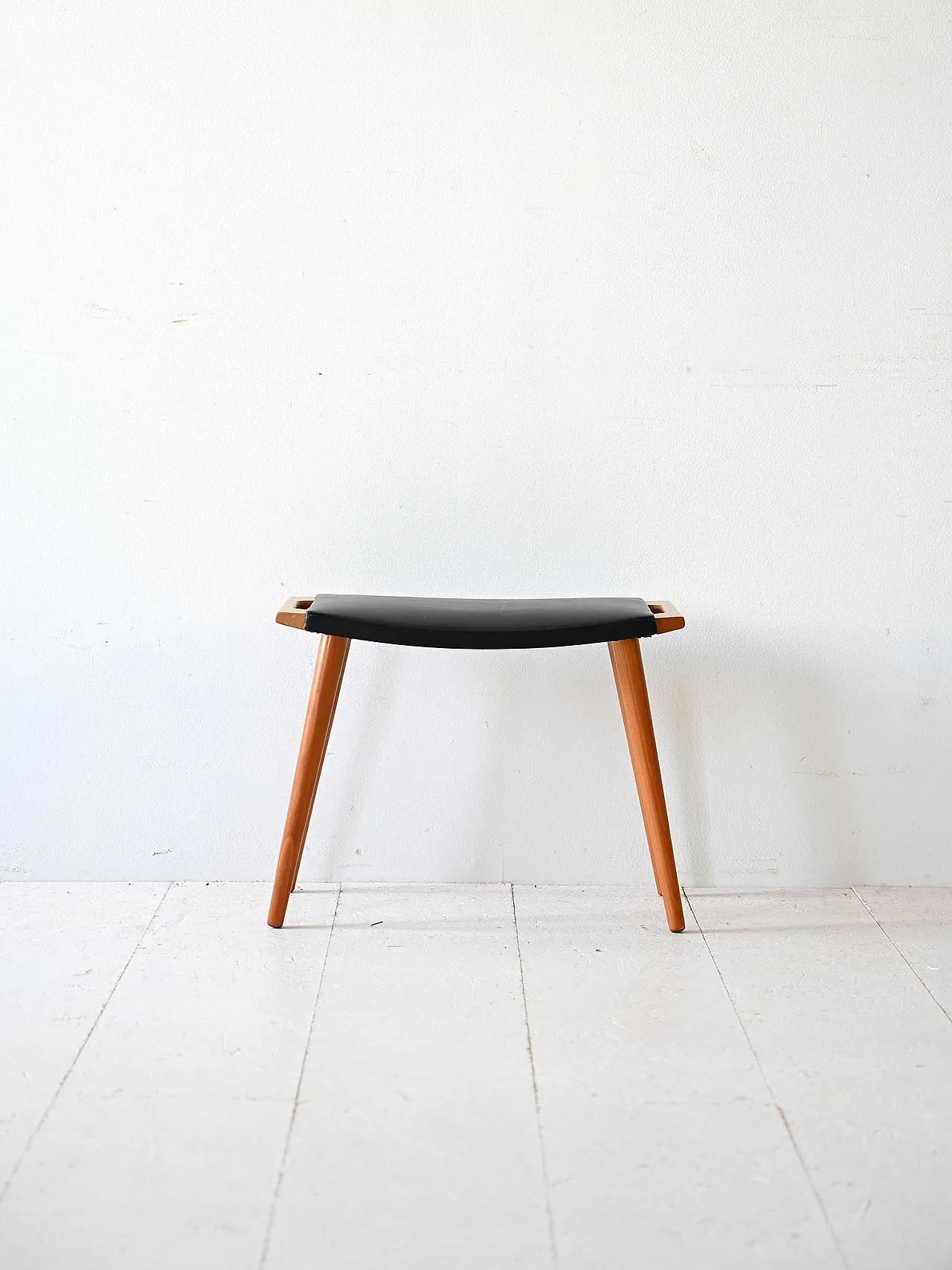 Wood and leather stool, 60s 1