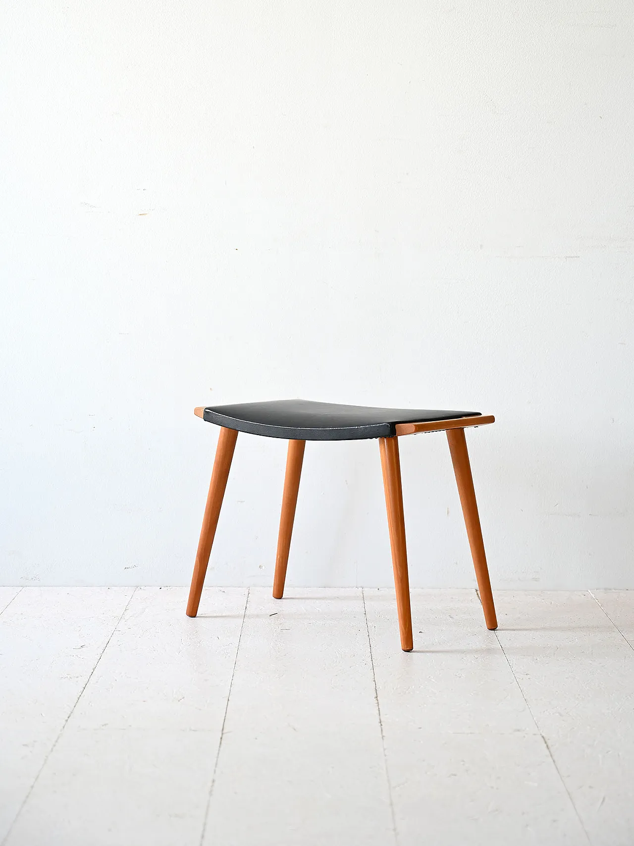 Wood and leather stool, 60s 2