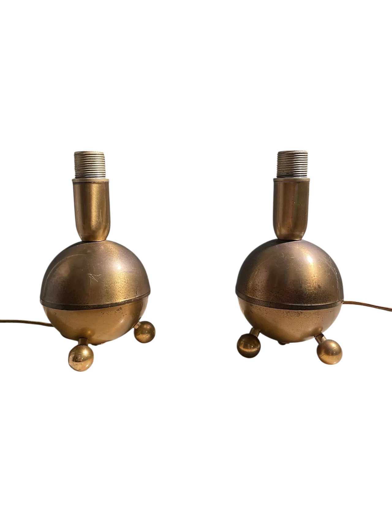 Coppia lampade pair lamps brass ottone Art Deco, 60s 13