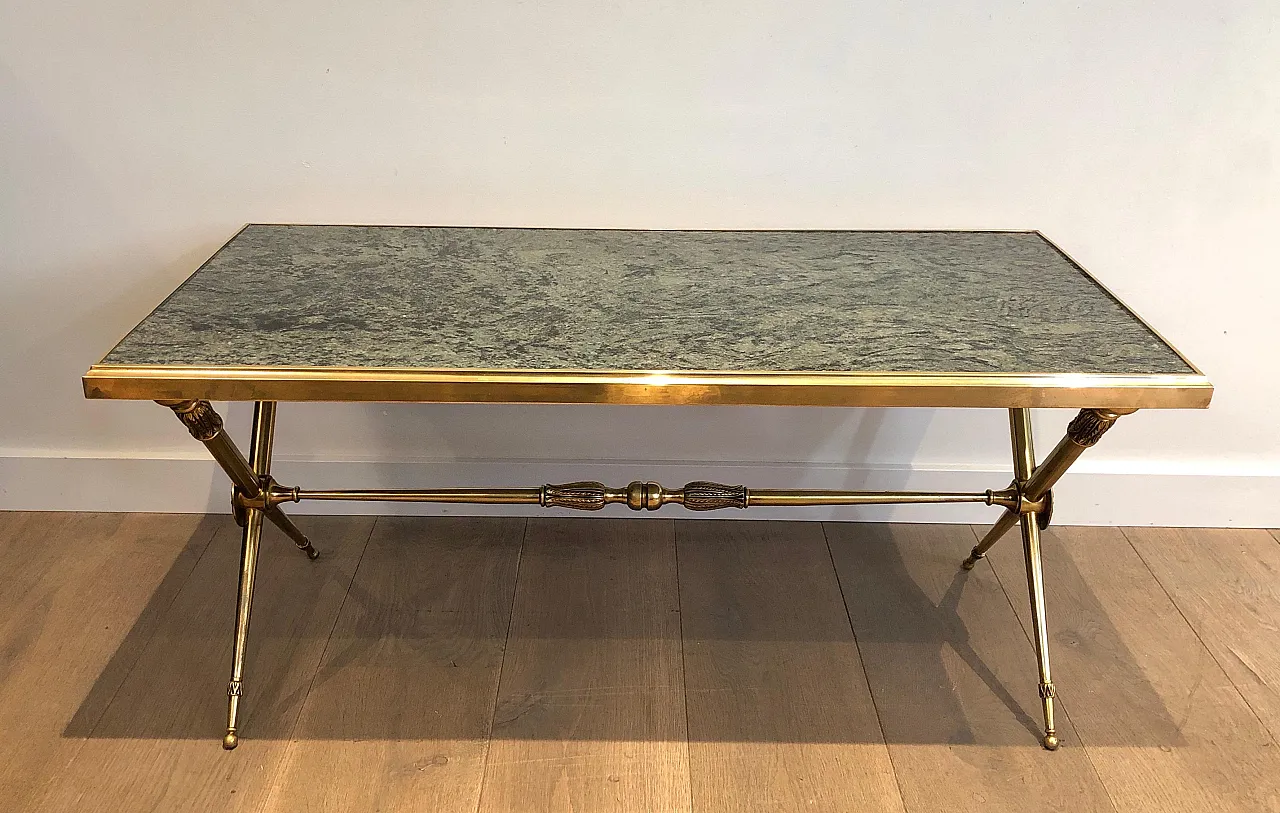 Brass coffee table with marble top, Raymond Subes style, 1940s 20