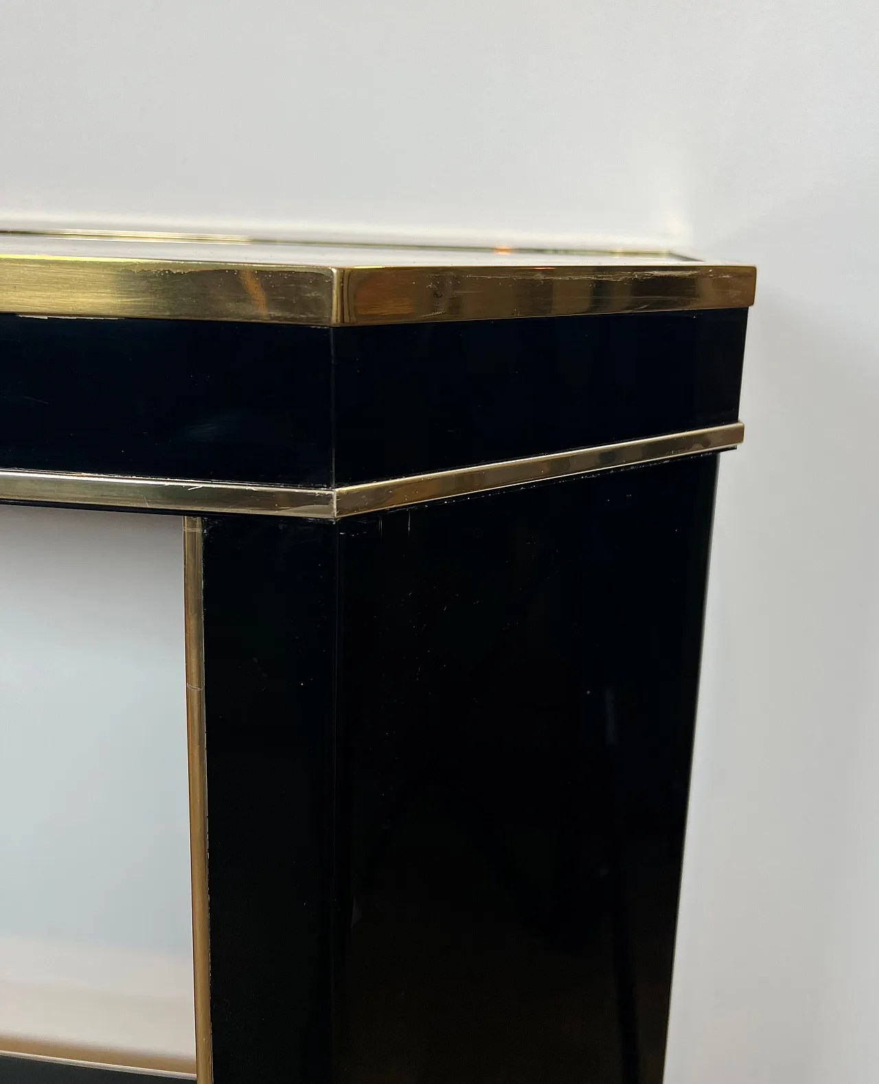 Gilded and lacquered metal console table by Jean Claude Mahey, 1970s 11