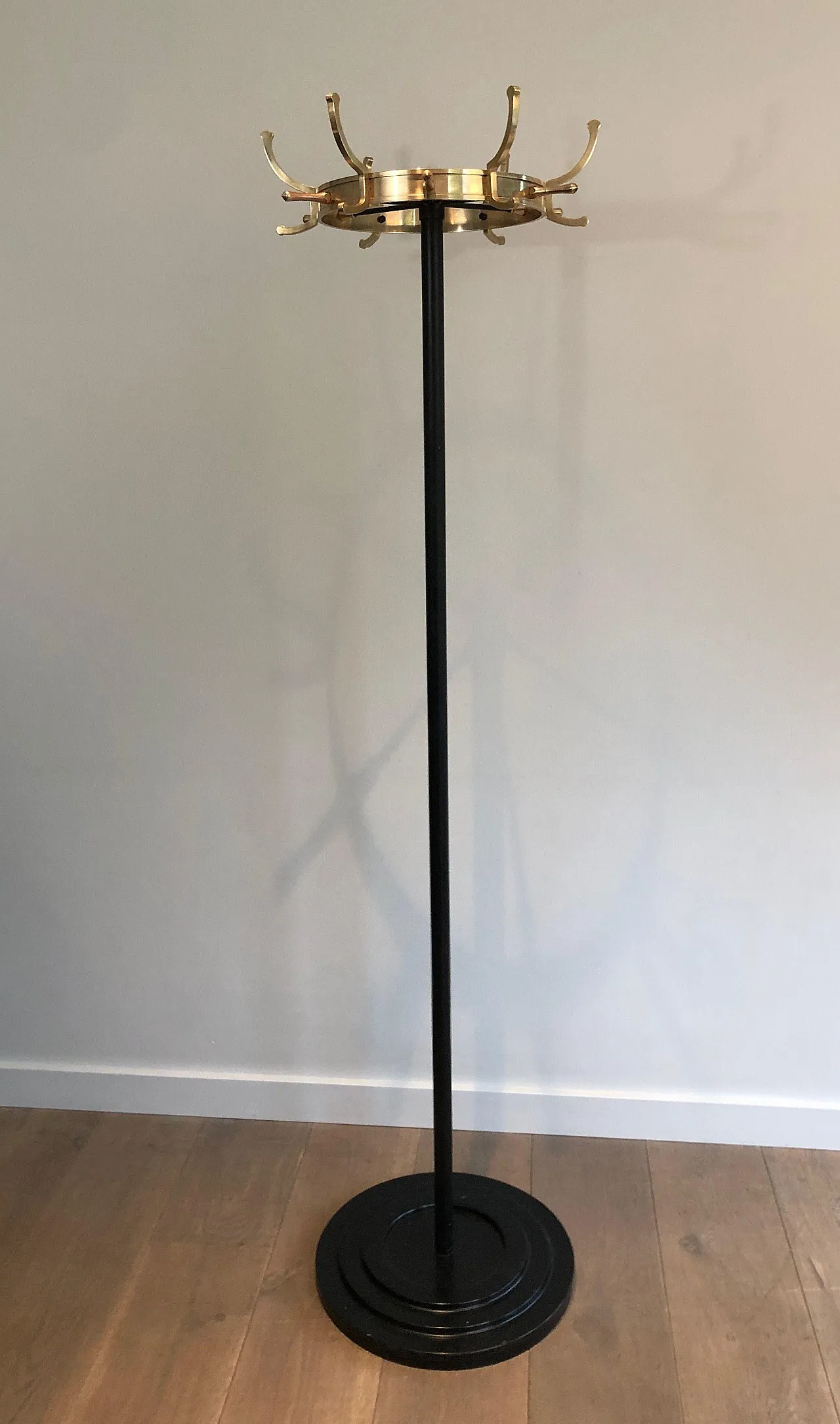 Lacquered metal and brass coat stand by Jacques Adnet, 1950s 11