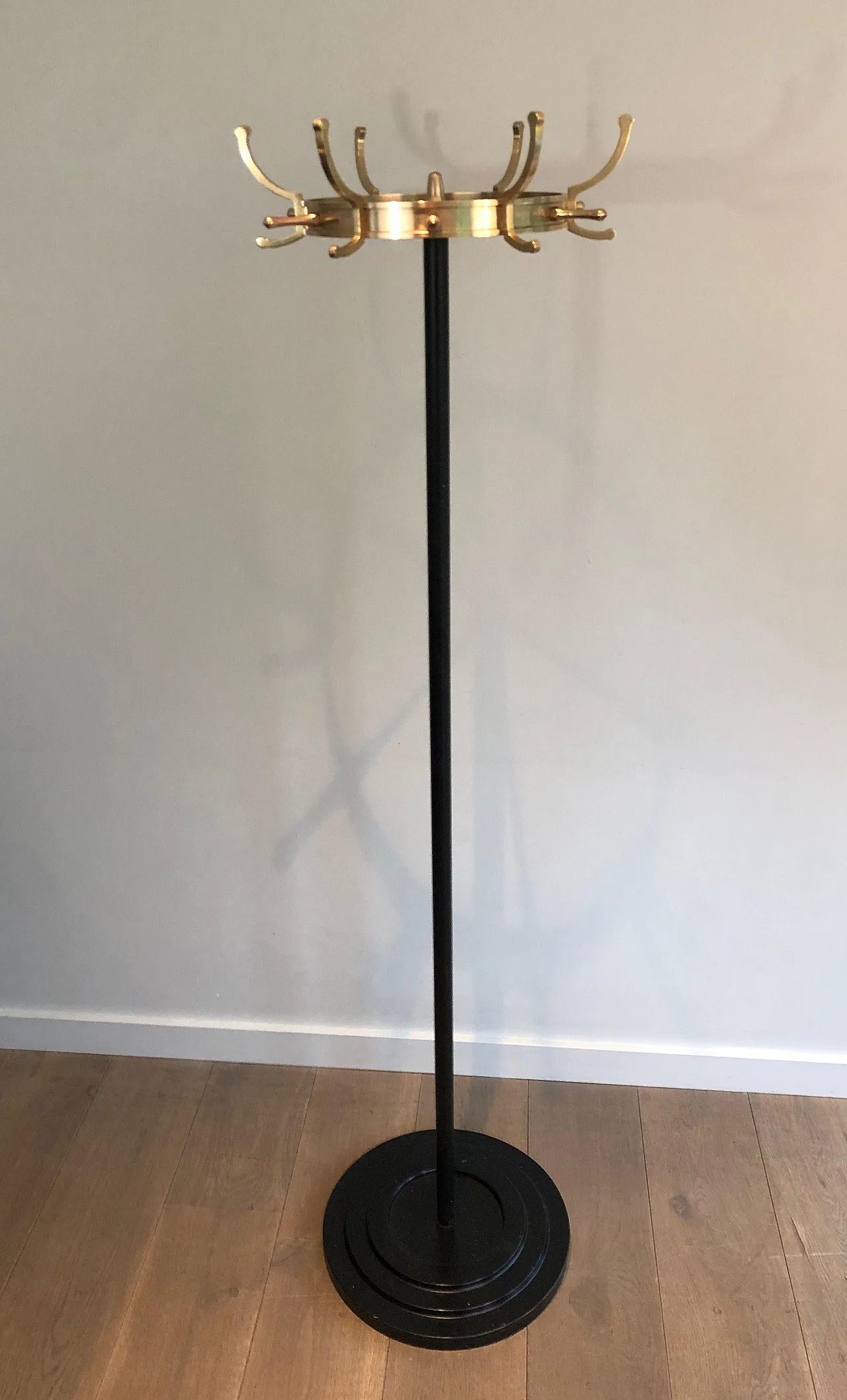 Lacquered metal and brass coat stand by Jacques Adnet, 1950s 16