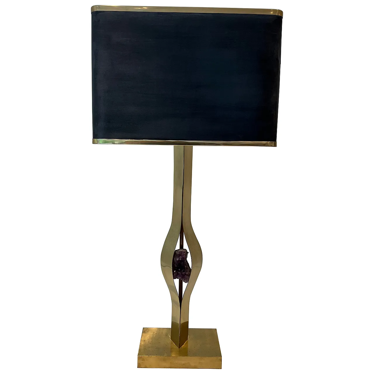 Brass lamp with amethyst stone by Willy Daro, 1970s 1