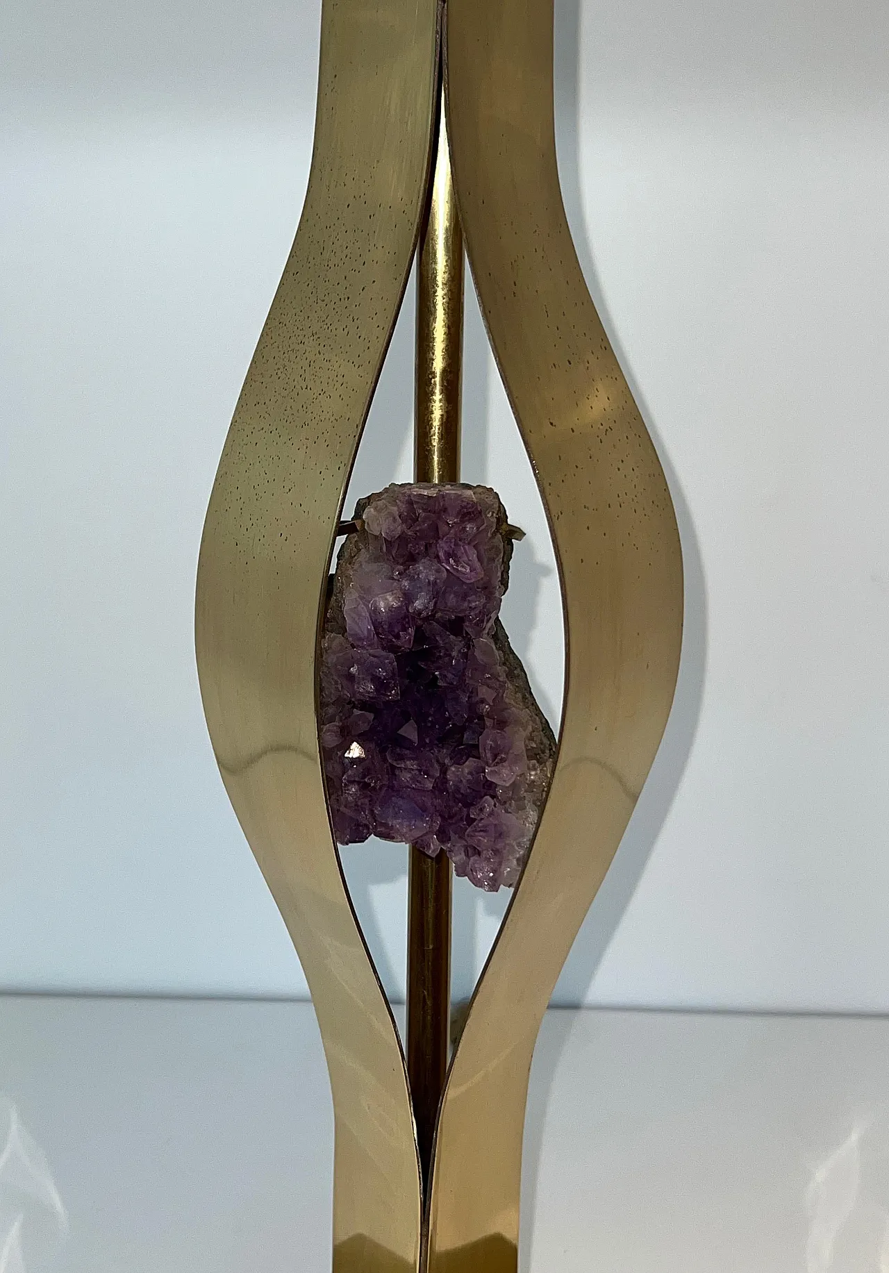 Brass lamp with amethyst stone by Willy Daro, 1970s 7