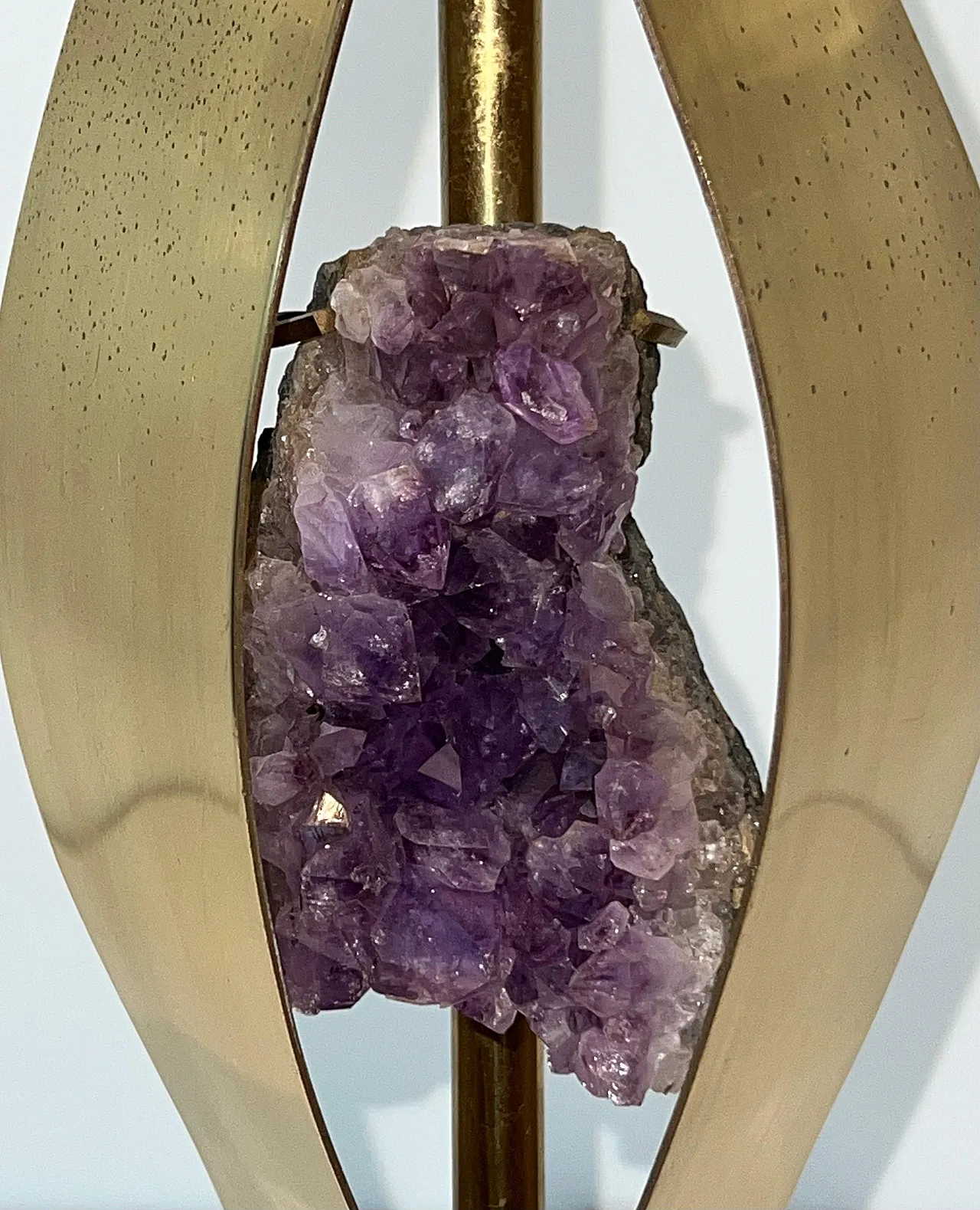 Brass lamp with amethyst stone by Willy Daro, 1970s 9