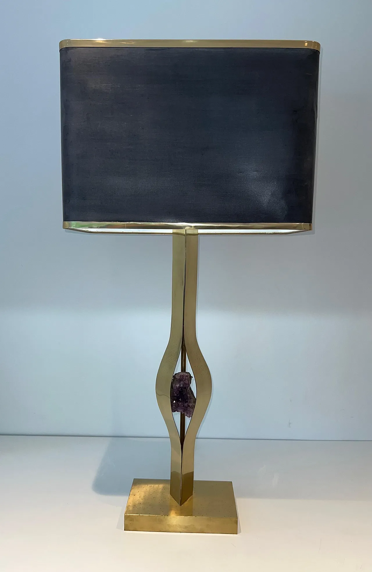 Brass lamp with amethyst stone by Willy Daro, 1970s 11