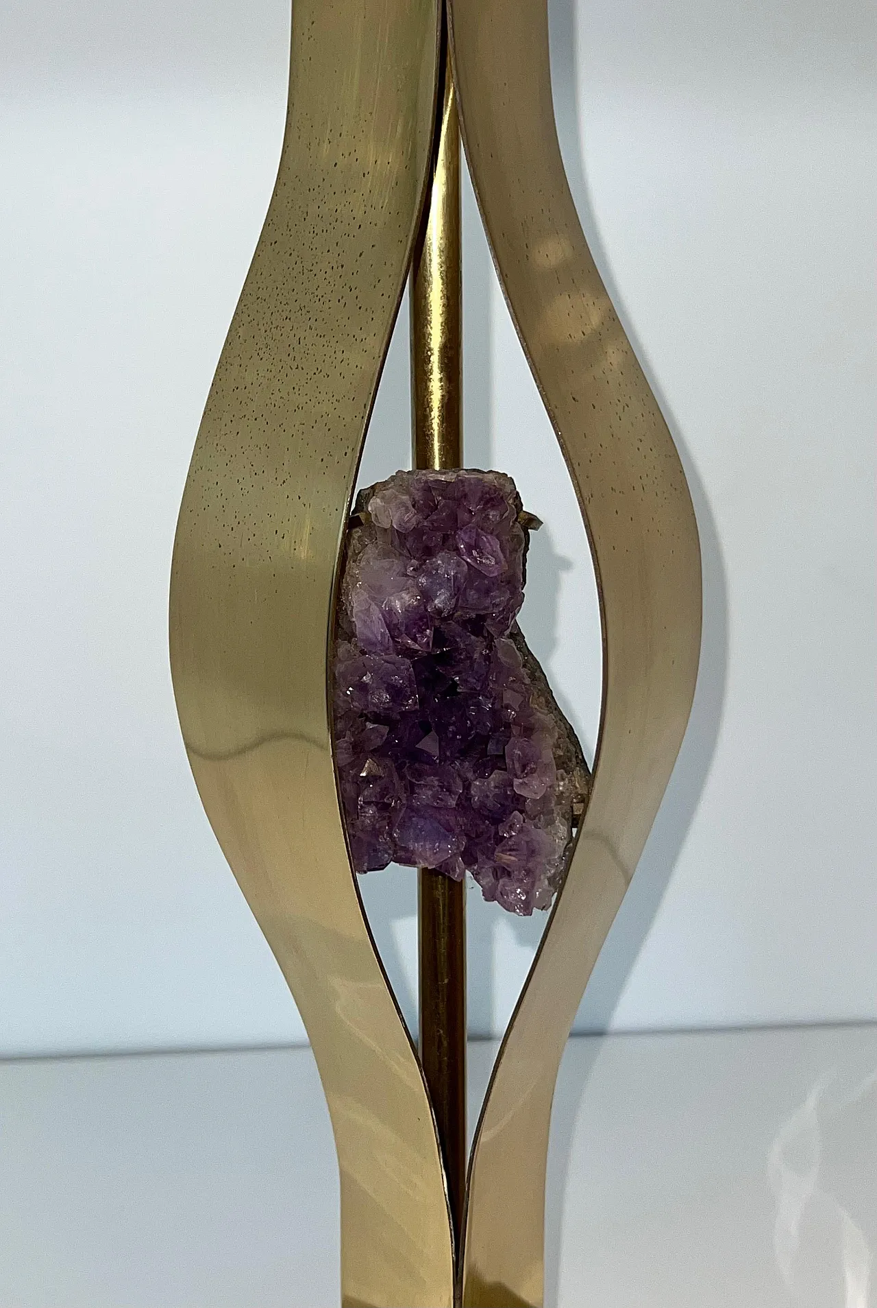 Brass lamp with amethyst stone by Willy Daro, 1970s 12