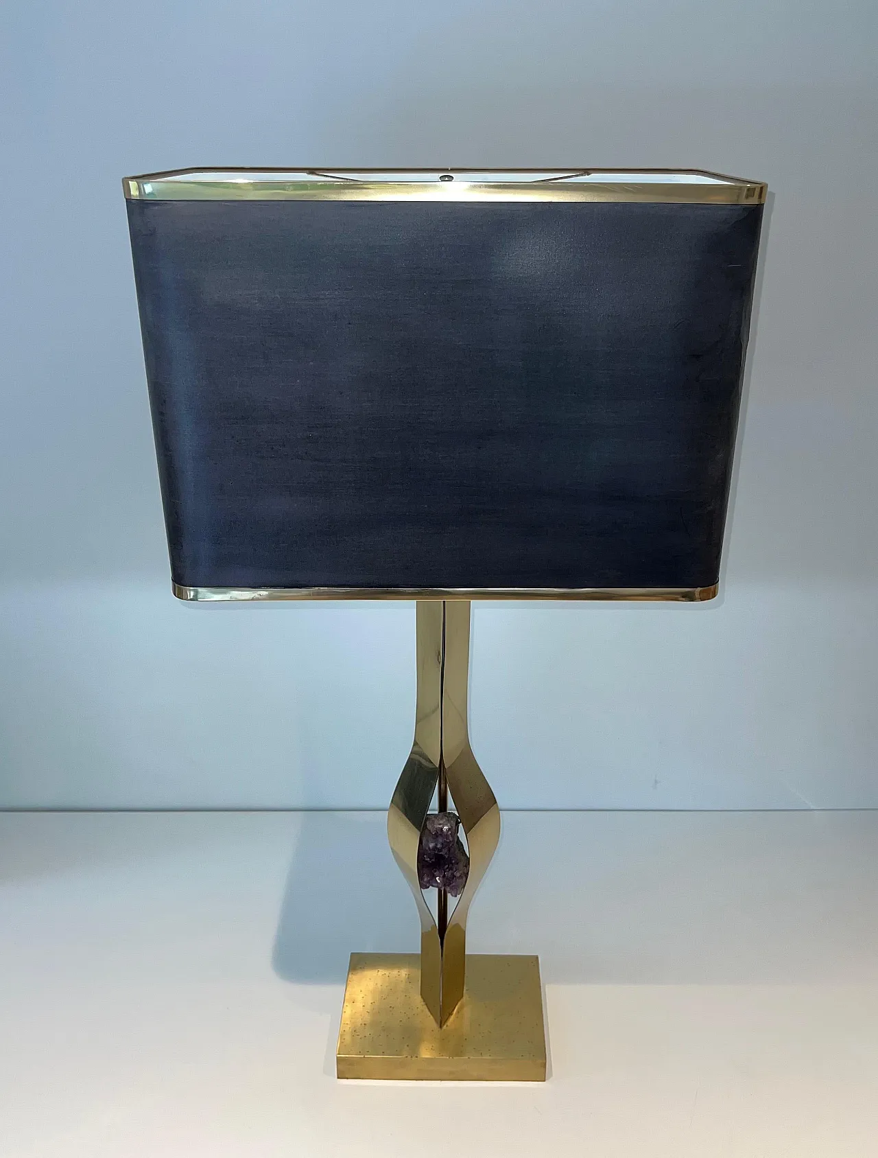 Brass lamp with amethyst stone by Willy Daro, 1970s 16