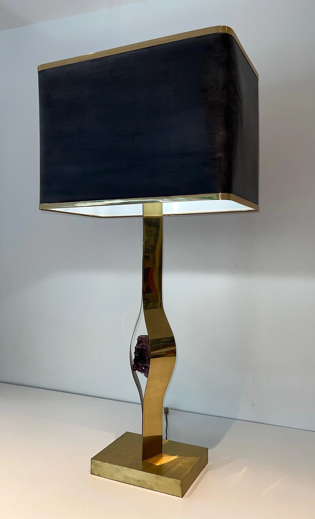 Brass lamp with amethyst stone by Willy Daro, 1970s 18