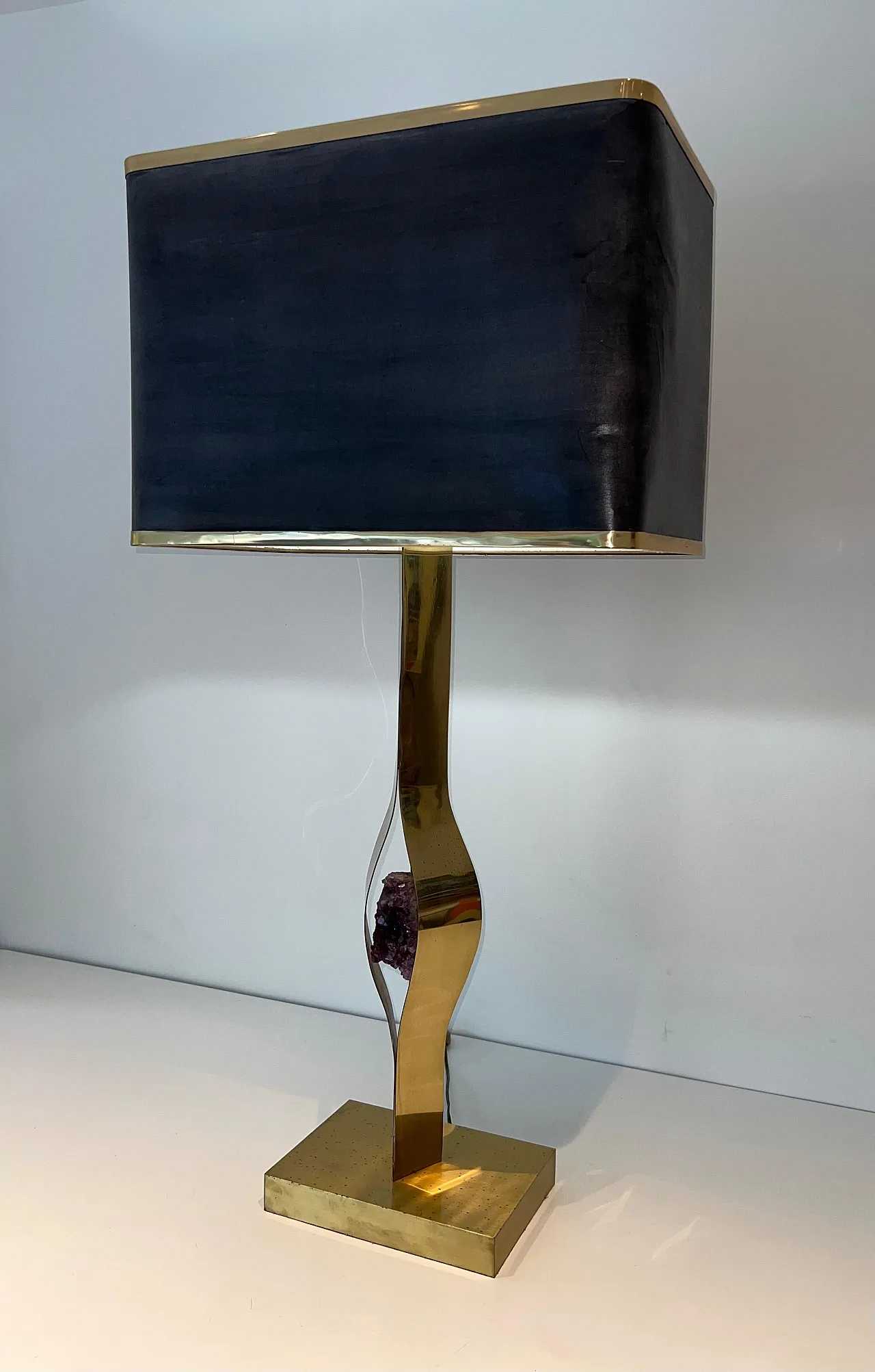 Brass lamp with amethyst stone by Willy Daro, 1970s 19