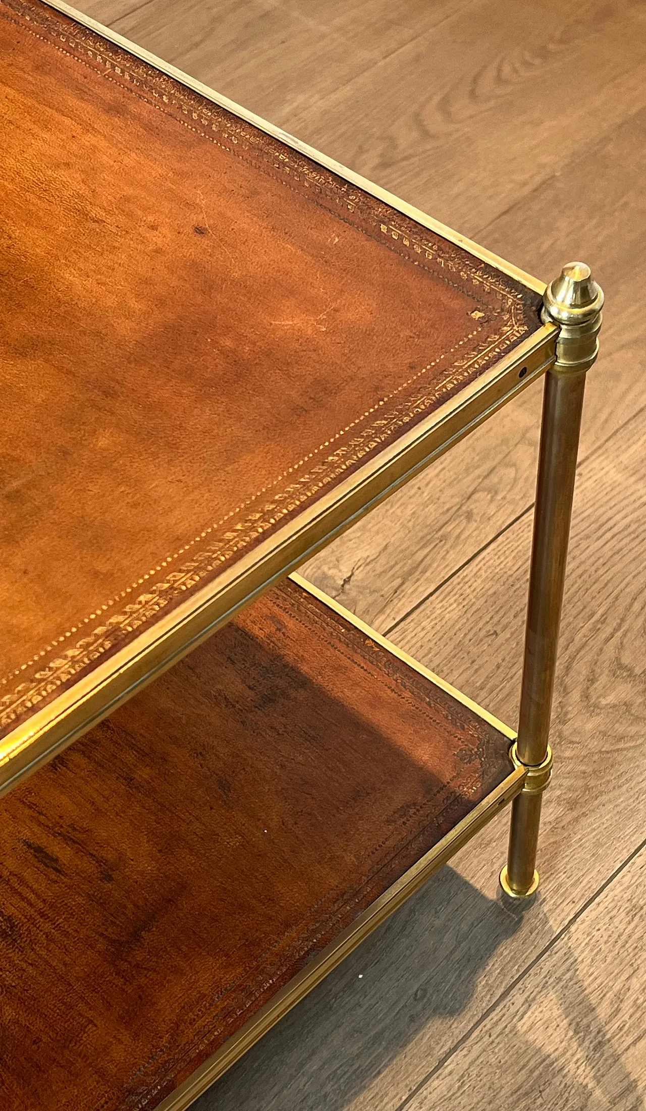 Brass coffee table with leather tops by Maison Jansen, 1940s 9