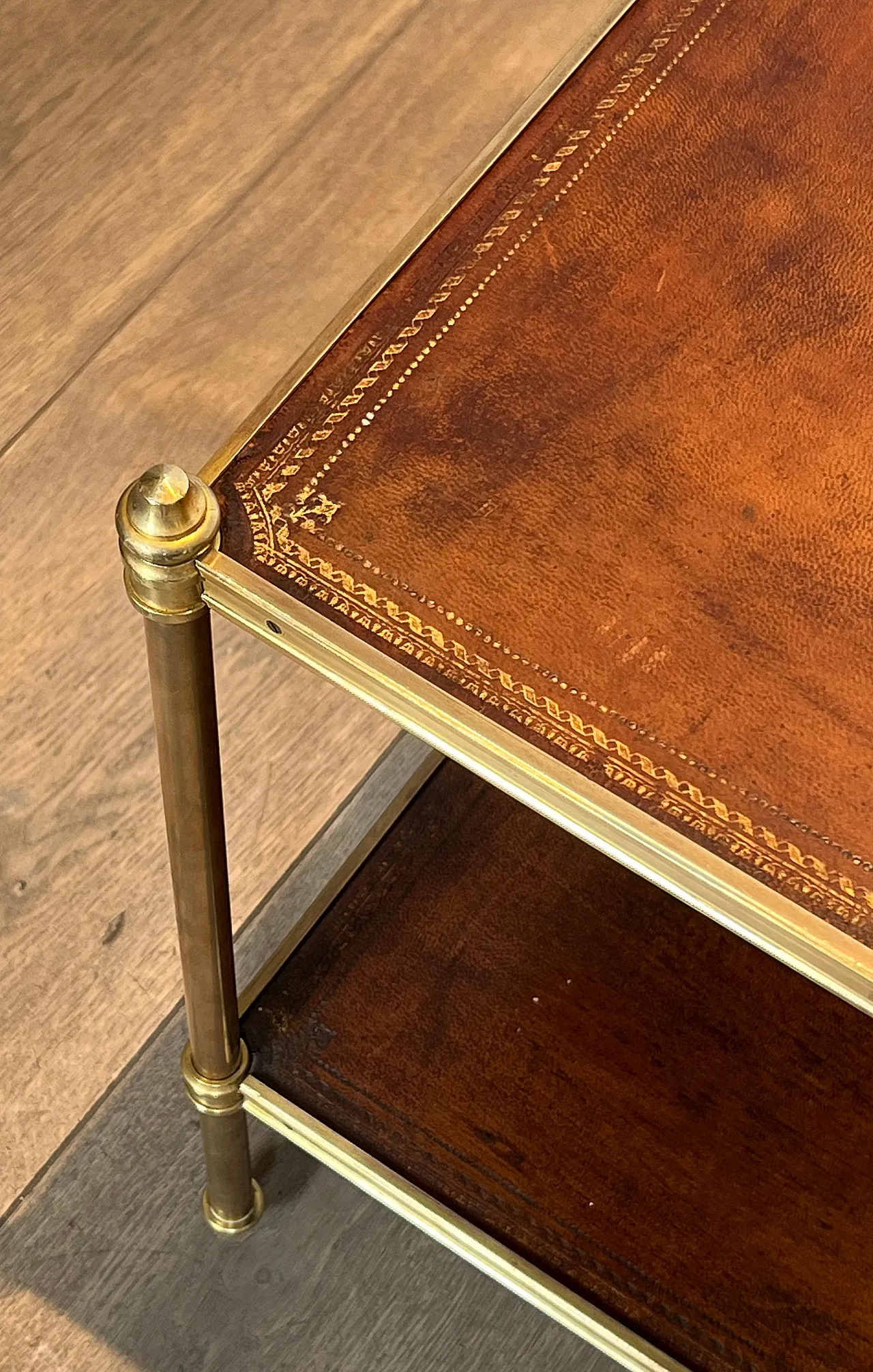 Brass coffee table with leather tops by Maison Jansen, 1940s 14