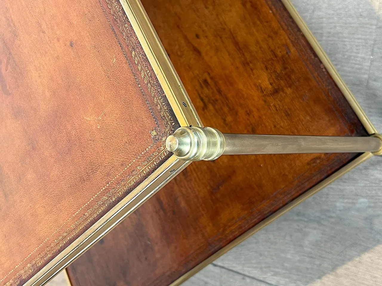 Brass coffee table with leather tops by Maison Jansen, 1940s 17