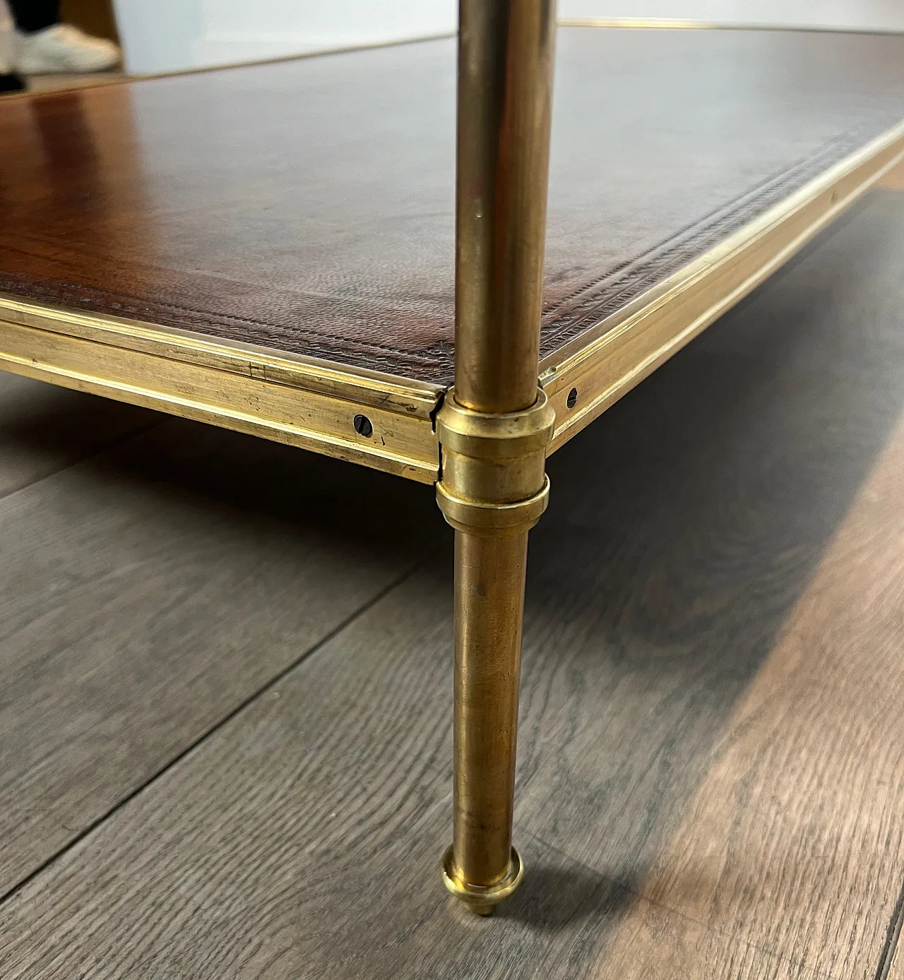 Brass coffee table with leather tops by Maison Jansen, 1940s 18