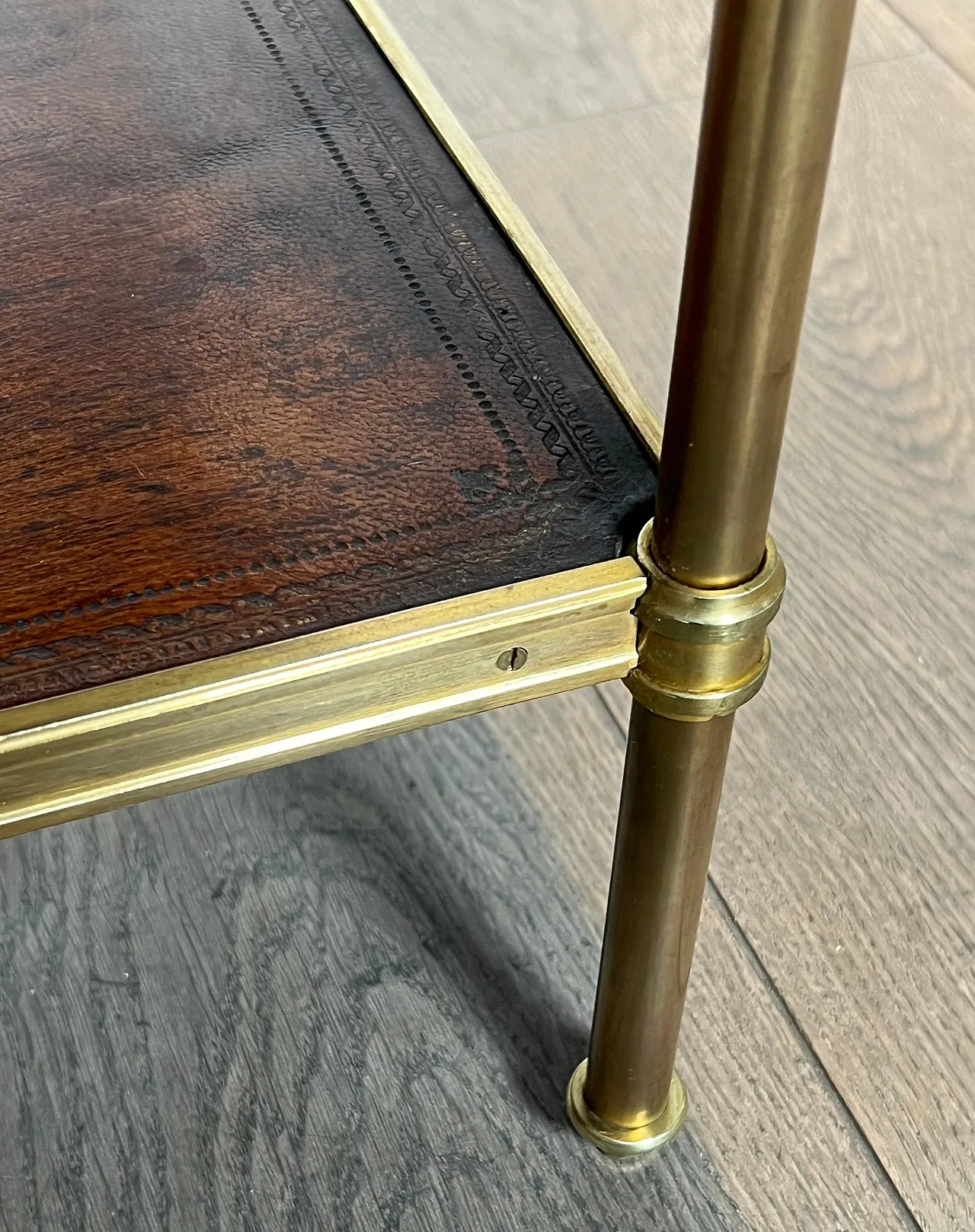 Brass coffee table with leather tops by Maison Jansen, 1940s 19