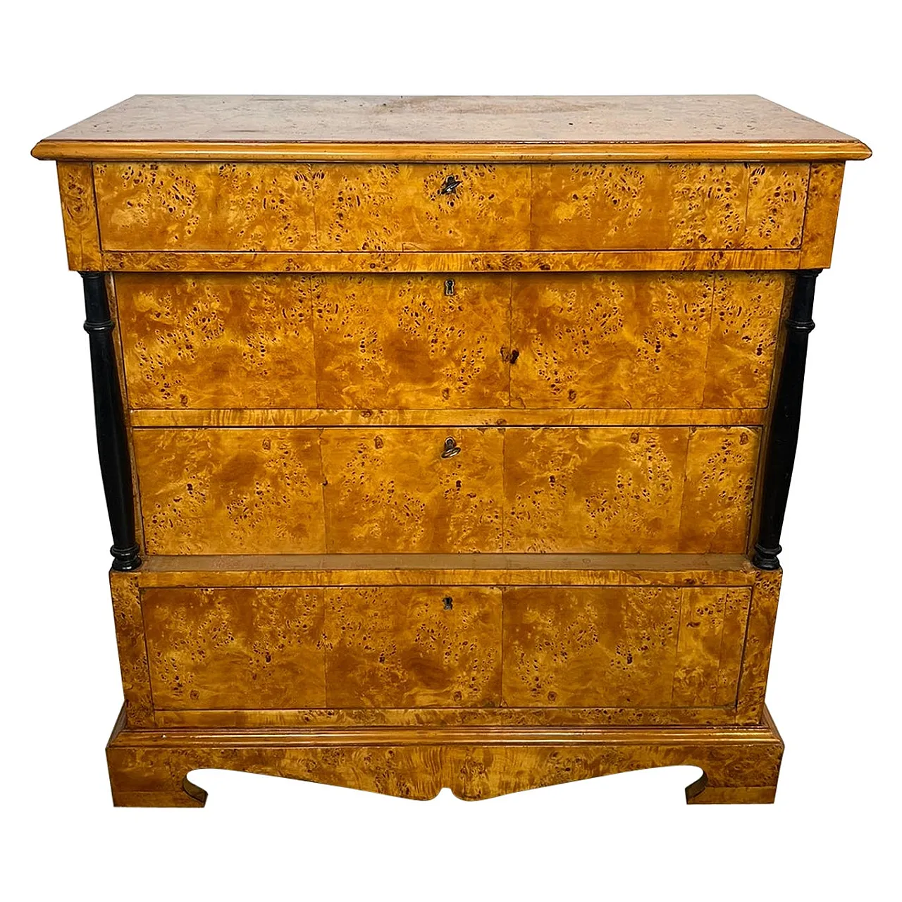 Biedermeier-style chest of drawers with 4 maple drawers, 1950s 1