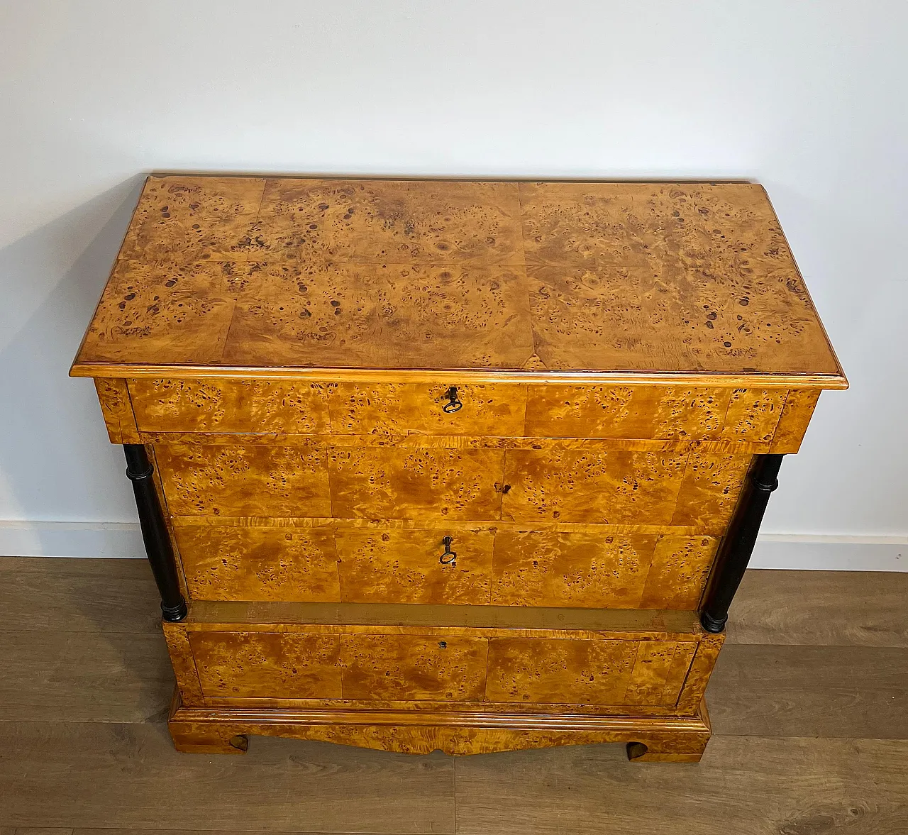 Biedermeier-style chest of drawers with 4 maple drawers, 1950s 3