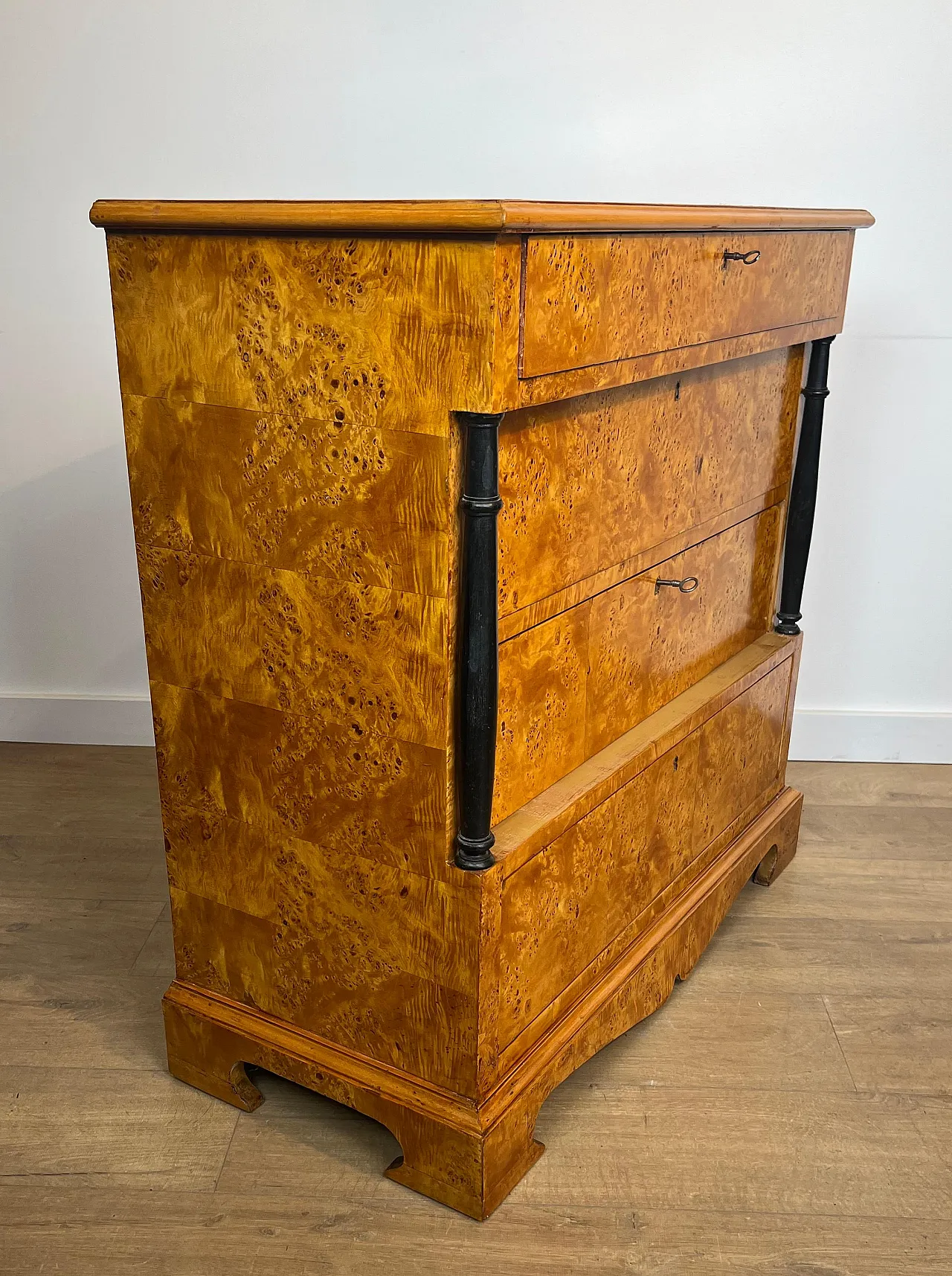 Biedermeier-style chest of drawers with 4 maple drawers, 1950s 5