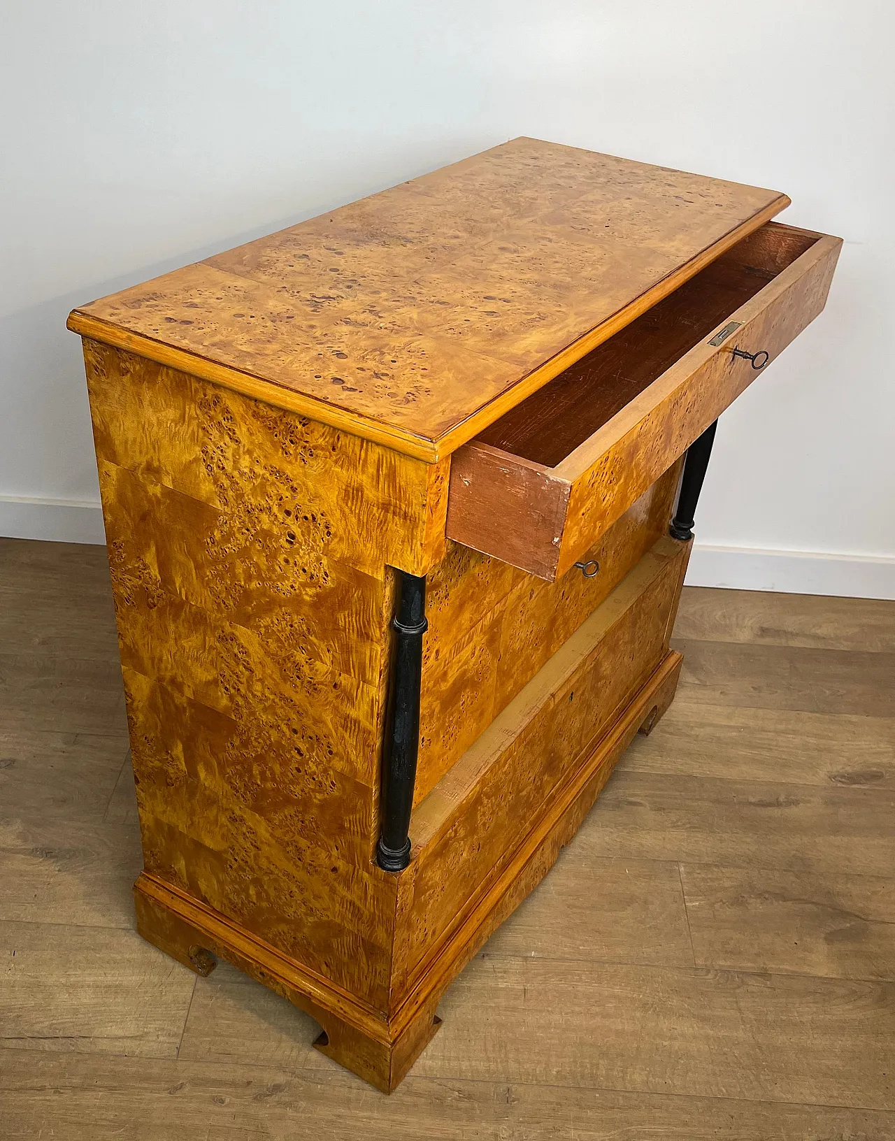 Biedermeier-style chest of drawers with 4 maple drawers, 1950s 6