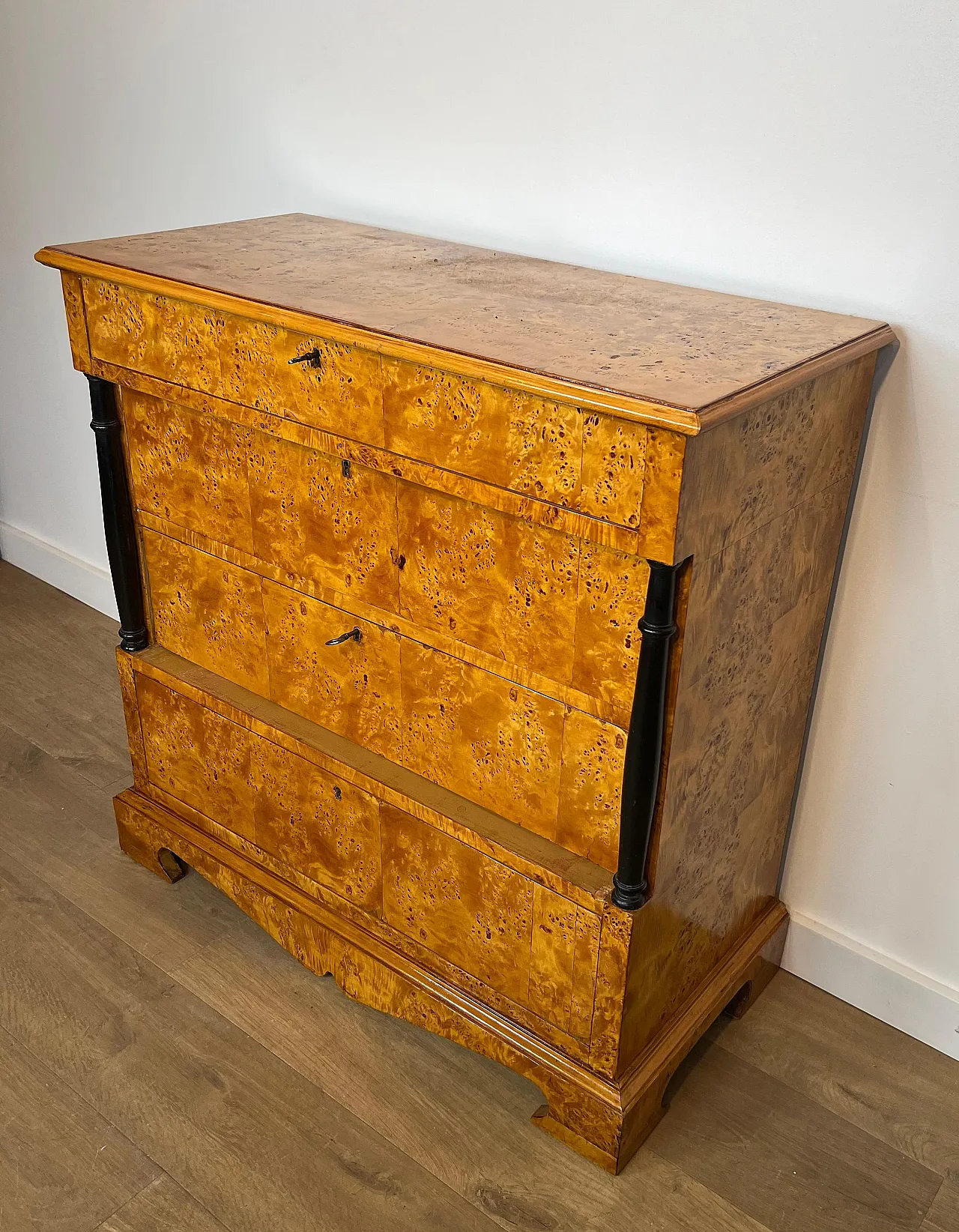 Biedermeier-style chest of drawers with 4 maple drawers, 1950s 10