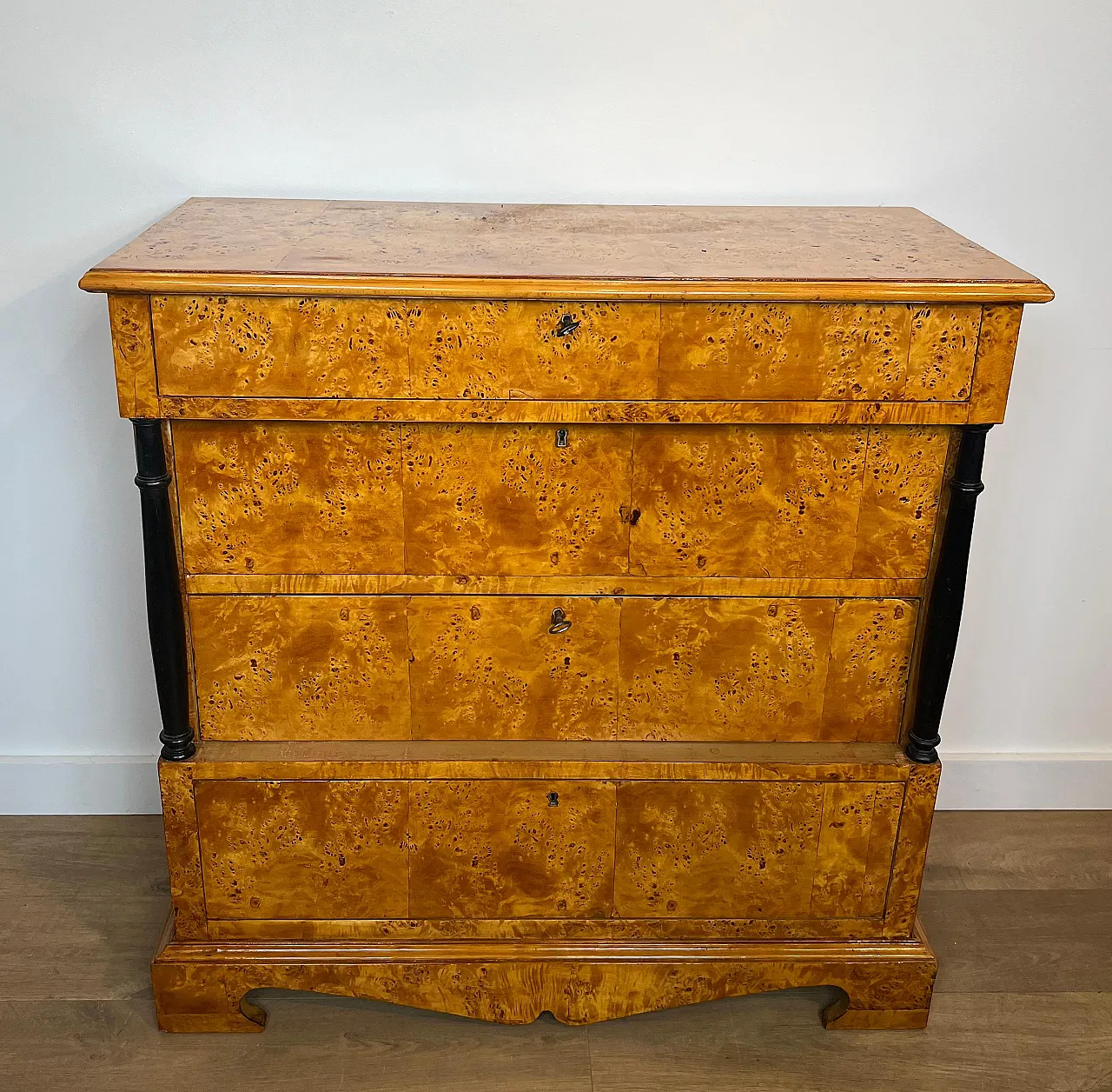 Biedermeier-style chest of drawers with 4 maple drawers, 1950s 12