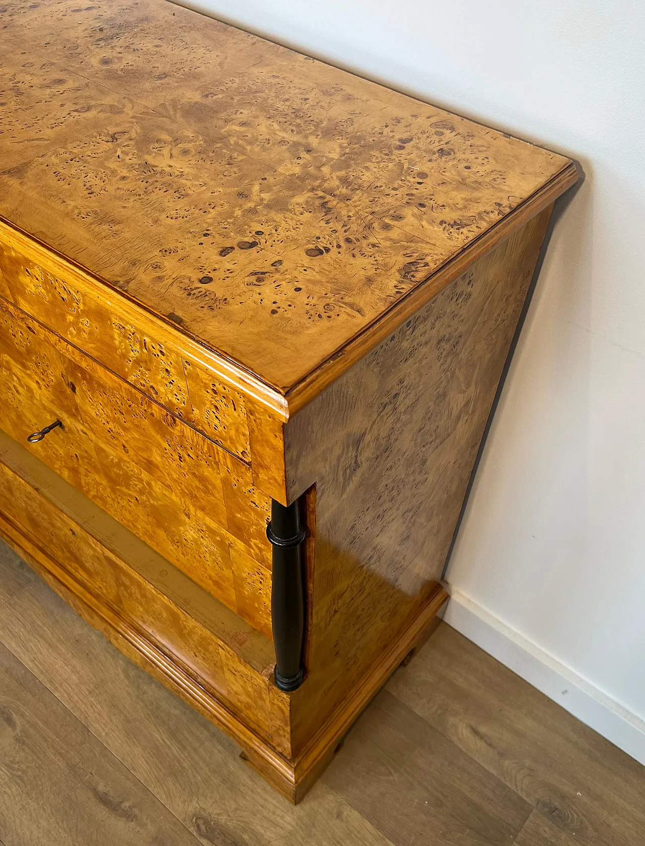 Biedermeier-style chest of drawers with 4 maple drawers, 1950s 15