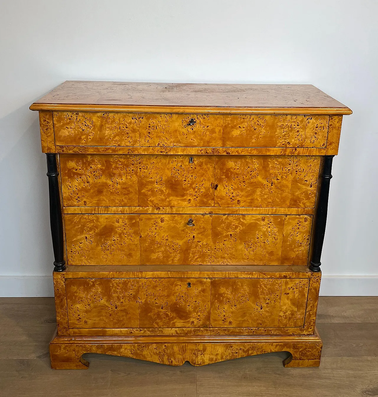 Biedermeier-style chest of drawers with 4 maple drawers, 1950s 19