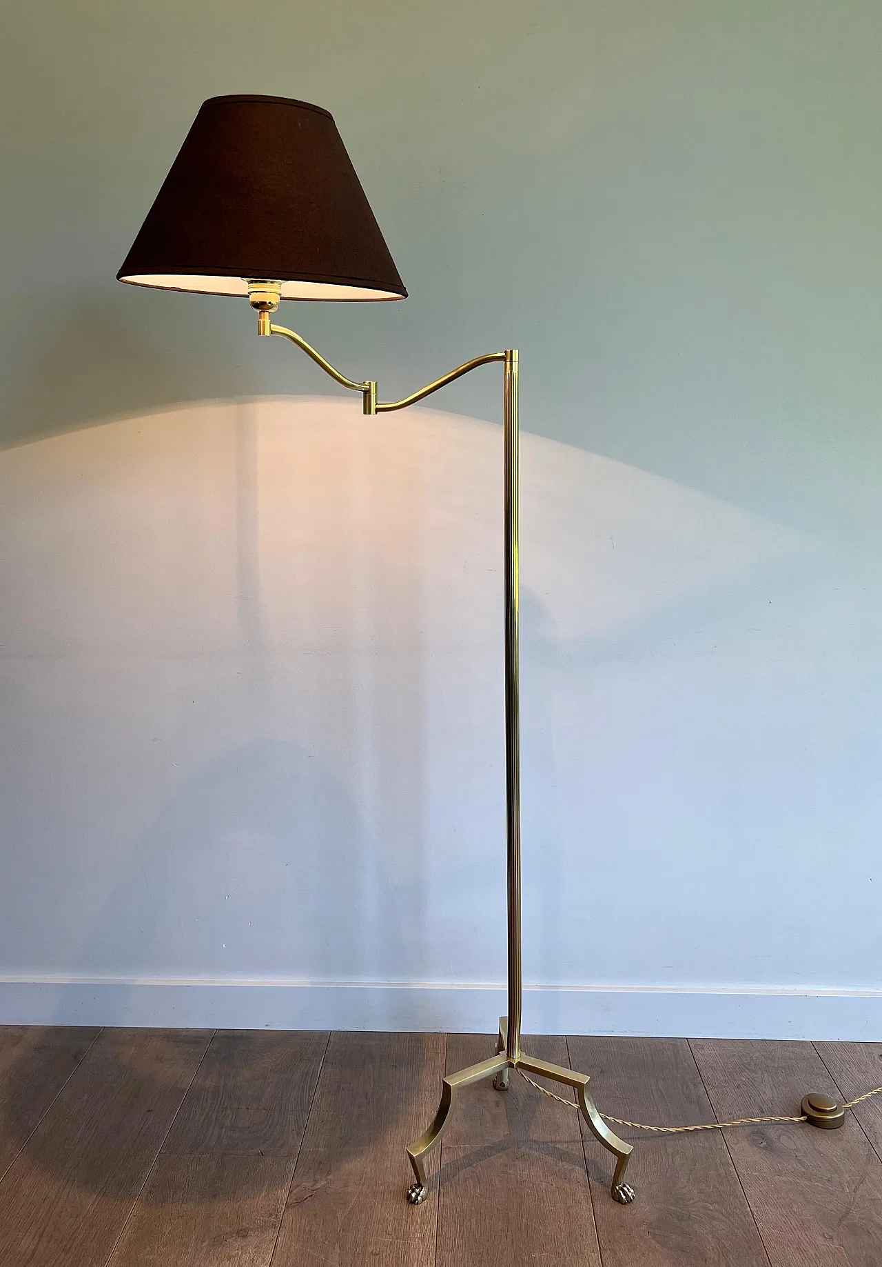 Brass reading lamp with claw feet, 1940s 2