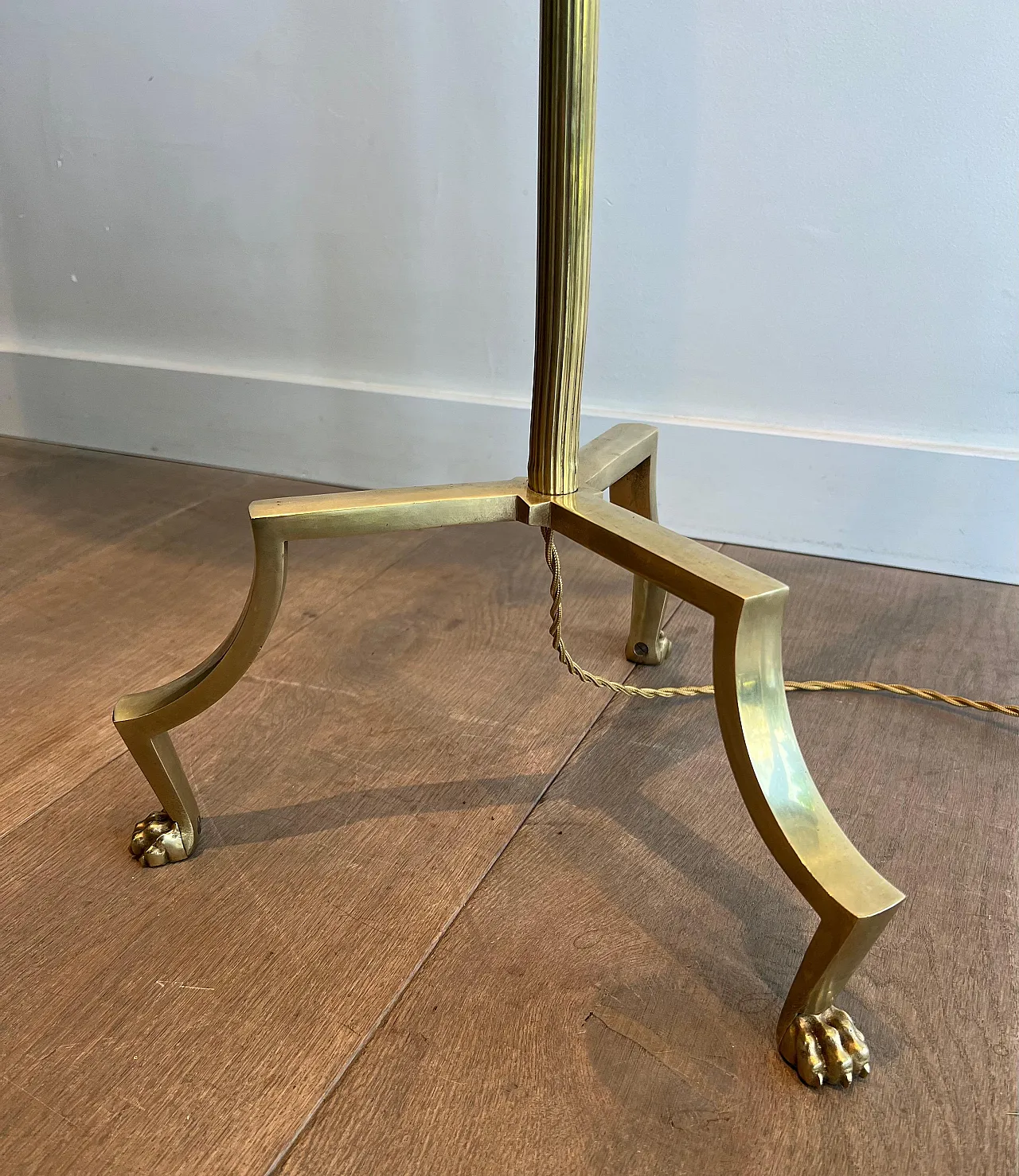 Brass reading lamp with claw feet, 1940s 8