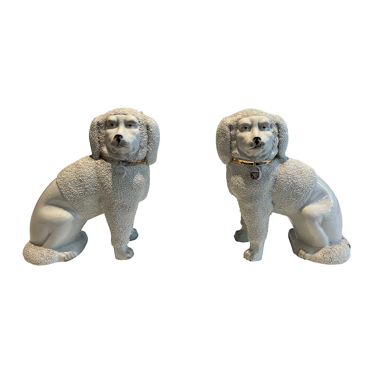 Pair of Cavalier King Spaniel dogs in Staffordshire porcelain, 1800s 1