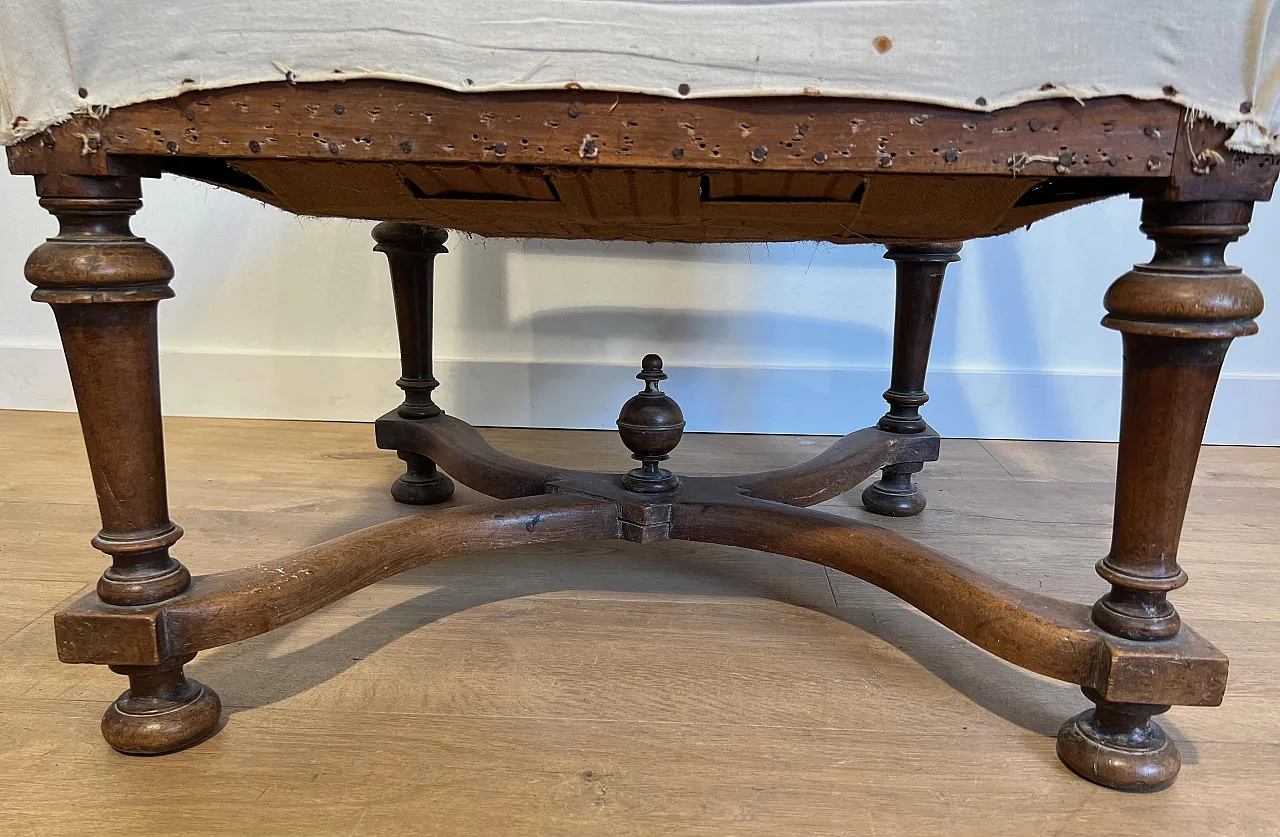 Pair of high-backed armchairs Louis XIII style in walnut, 19th century 17