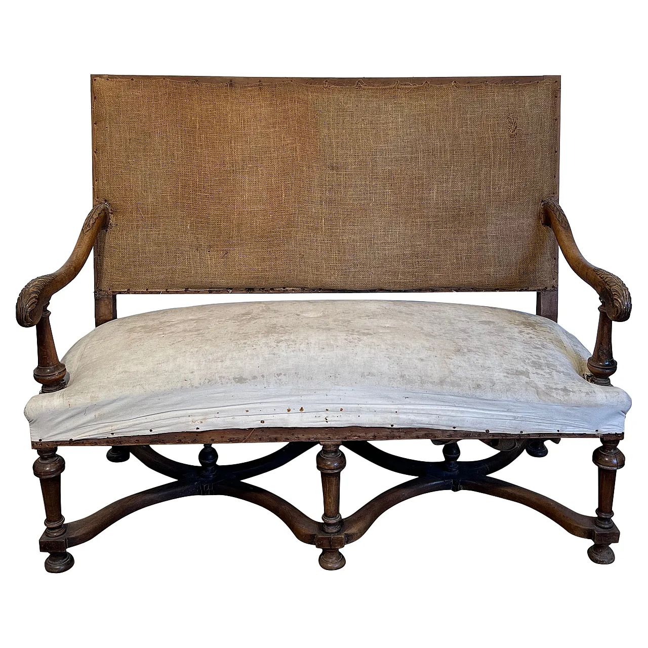 High-backed walnut sofa in Louis XIII style, late 19th century 1