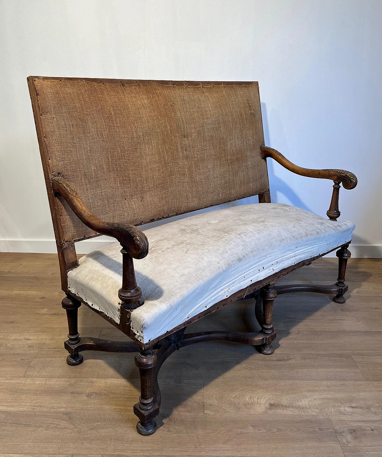 High-backed walnut sofa in Louis XIII style, late 19th century 2