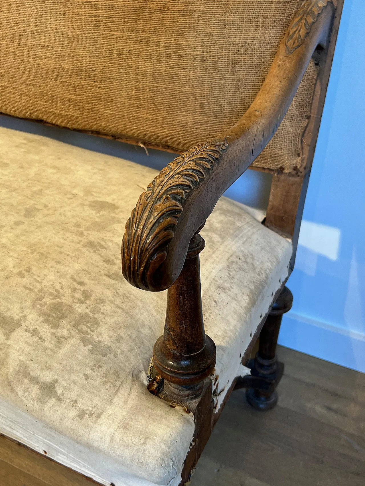 High-backed walnut sofa in Louis XIII style, late 19th century 6