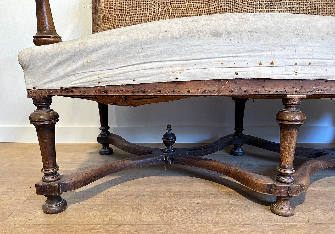 High-backed walnut sofa in Louis XIII style, late 19th century 8